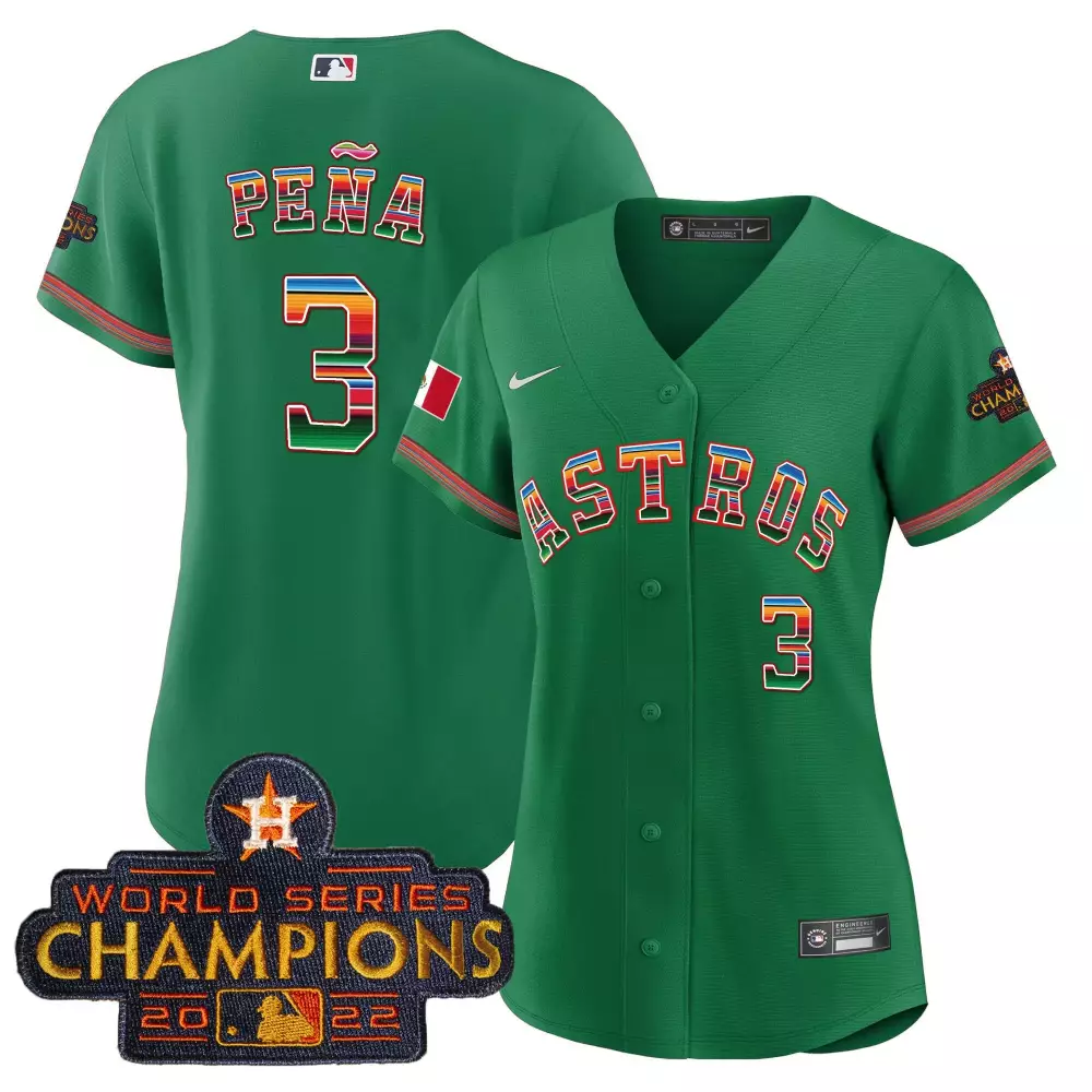 Jeremy Pena 3 Astros Jersey Green World Series Champions 2022 Men Alternate Custom Design