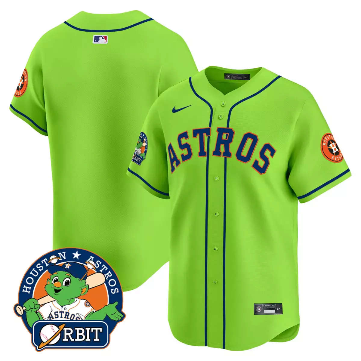 Orbit Houston Astros Jersey Lime Green Lunar New Year Mascot 2023 Men Navy Blue Vapor