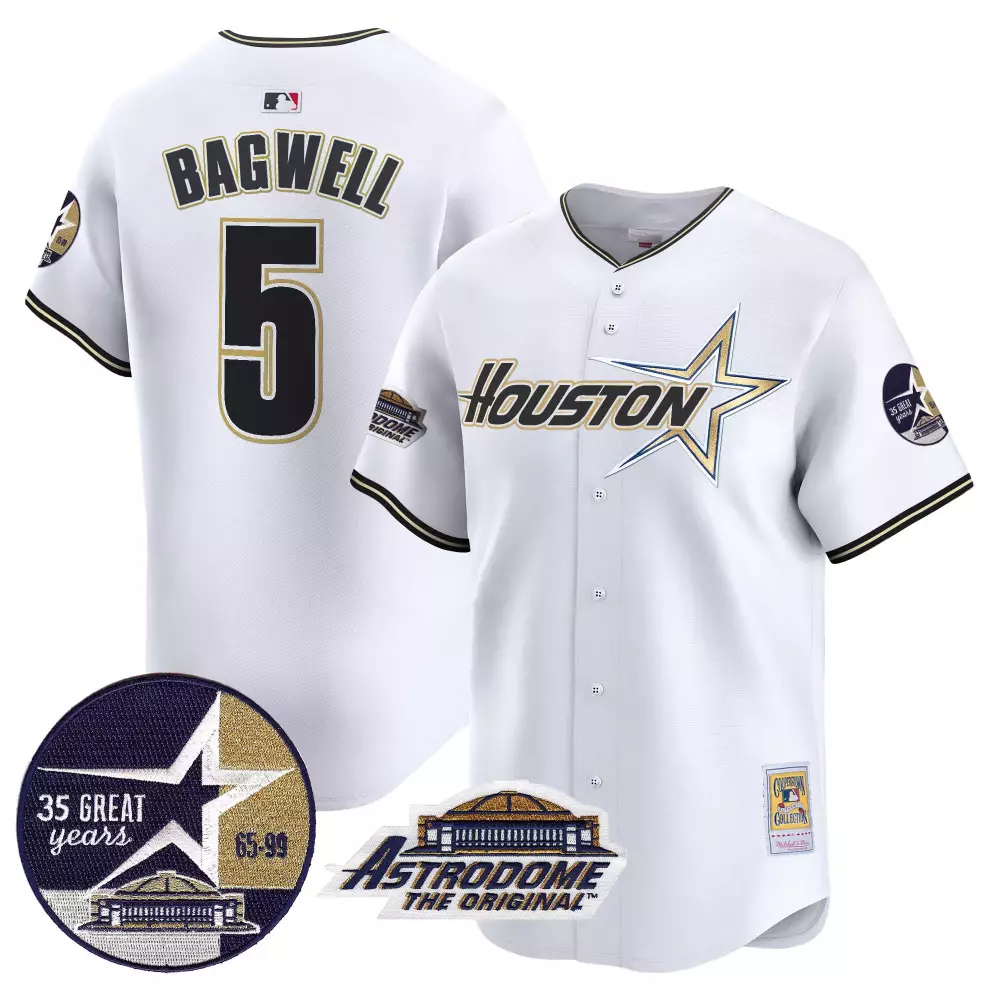 Jeff Bagwell 5 Houston Astros Jersey White Astrodome Original 35 Great Years 65-99