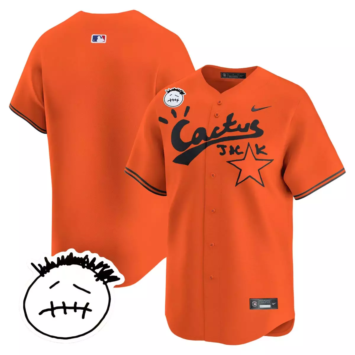 Travis Scott Houston Astros Jersey Orange X Cactus Jack Men Black Vapor Premier Limited