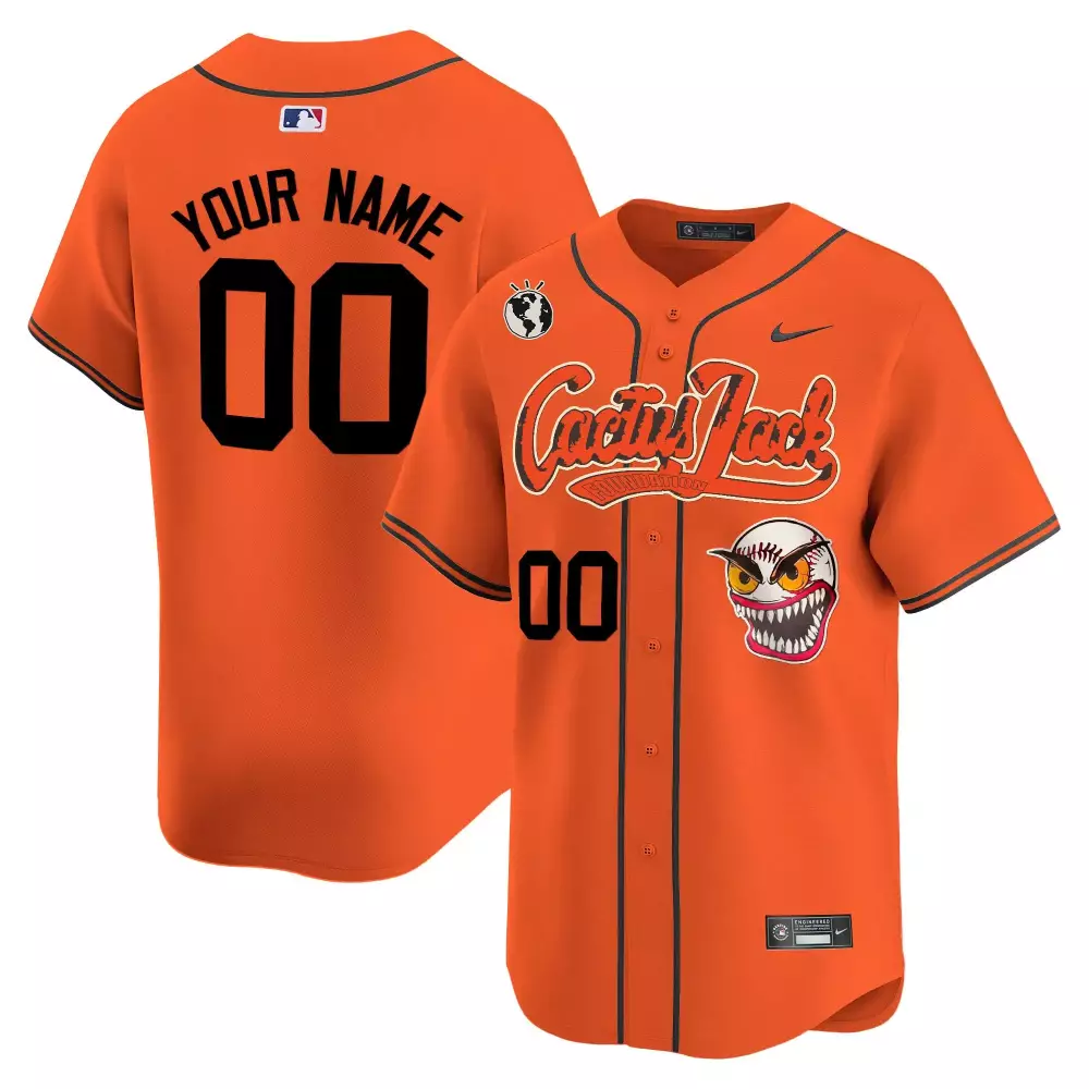 Custom Cactus Jack Jersey Orange Earth Face Men Black Gray Vapor Premier Limited