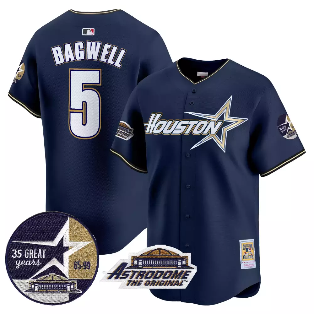 Jeff Bagwell 5 Houston Astros Jersey Navy 35 Great Years 65-99 Astrodome Original