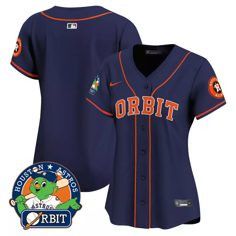 Orbit Houston Astros Jersey Navy Men Orange Vapor Premier Limited All Stitched