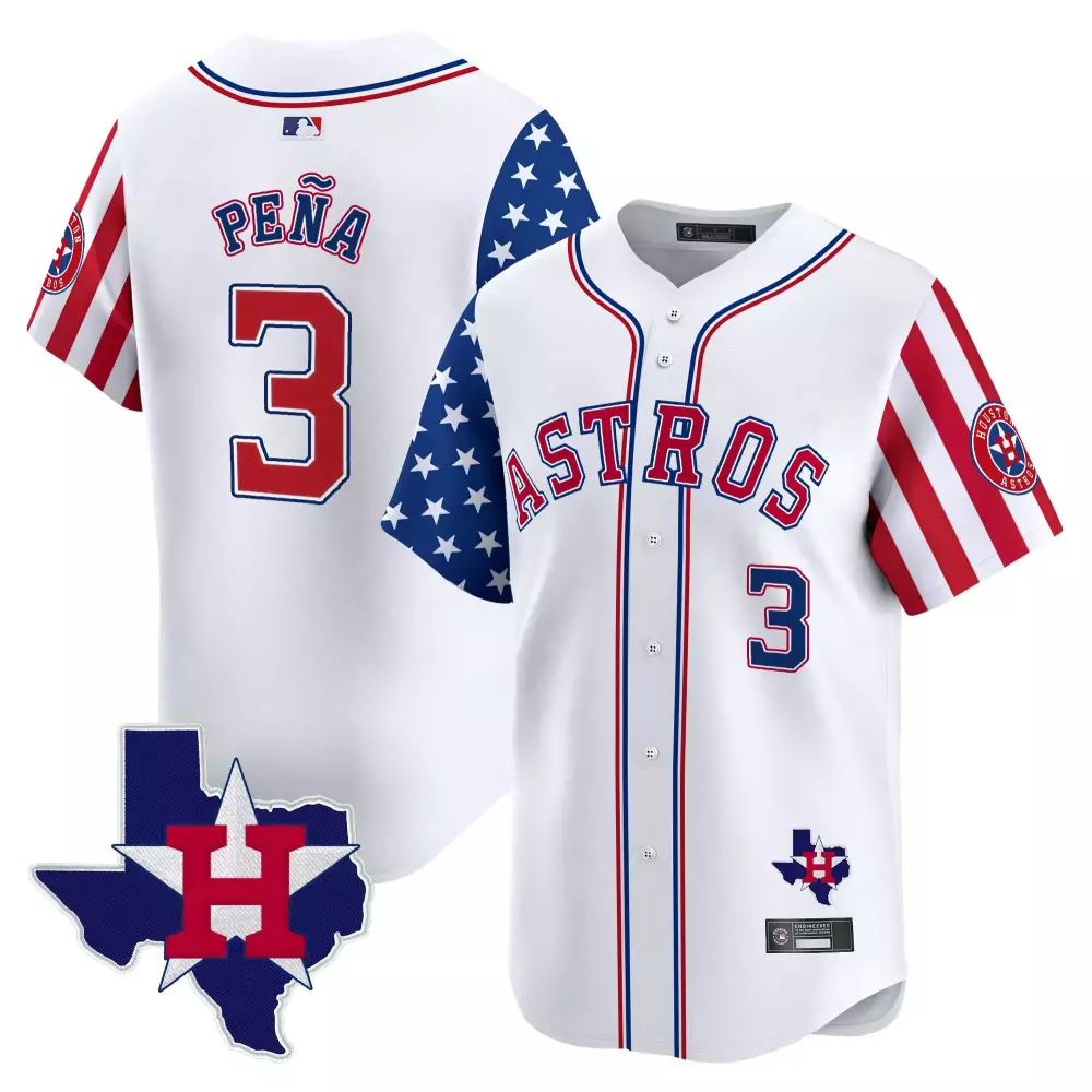 Pea Independence 3 Astros Jersey White Stars And Stripes Houston Texas Shape Custom Design