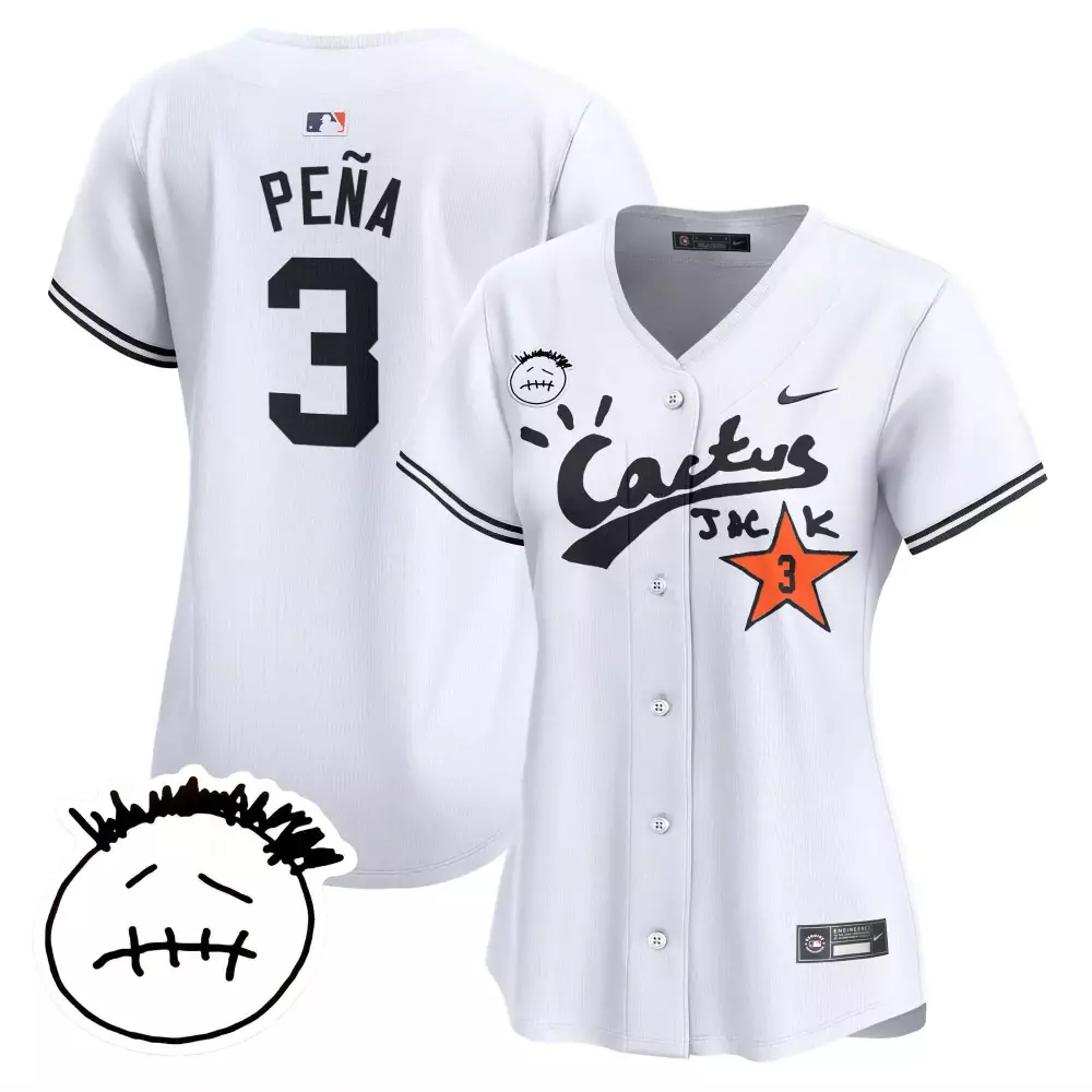 Jeremy Pena 3 Houston Astros Jersey White Cactus Jack Black Vapor Premier Limited