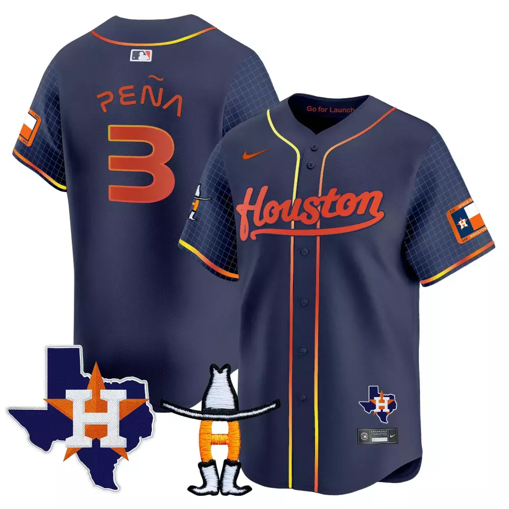 Jeremy Pena 3 Houston Astros Jersey Navy City Connect Texas State Flag 'h' Men Orange