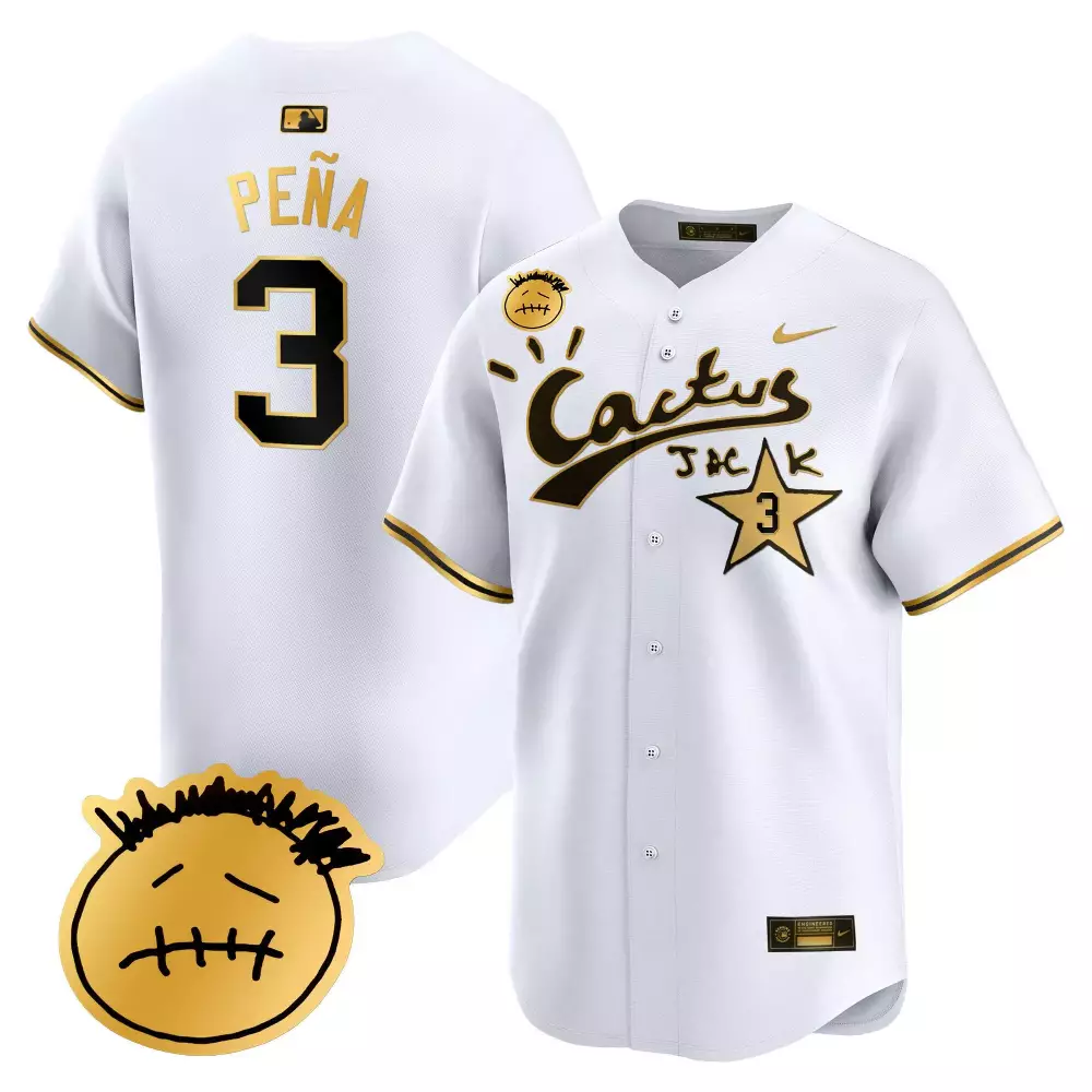Jeremy Pena 3 Cactus Jack Jersey White Men Black Gold Vapor Premier Limited v5 Stitched