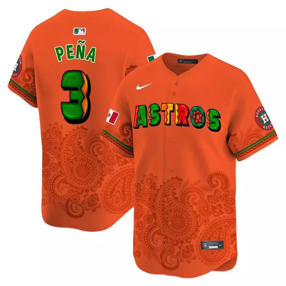 Jeremy Pena 3 Astros Jersey Orange Cinco De Mayo Mexico Flag Houston Men Alternate