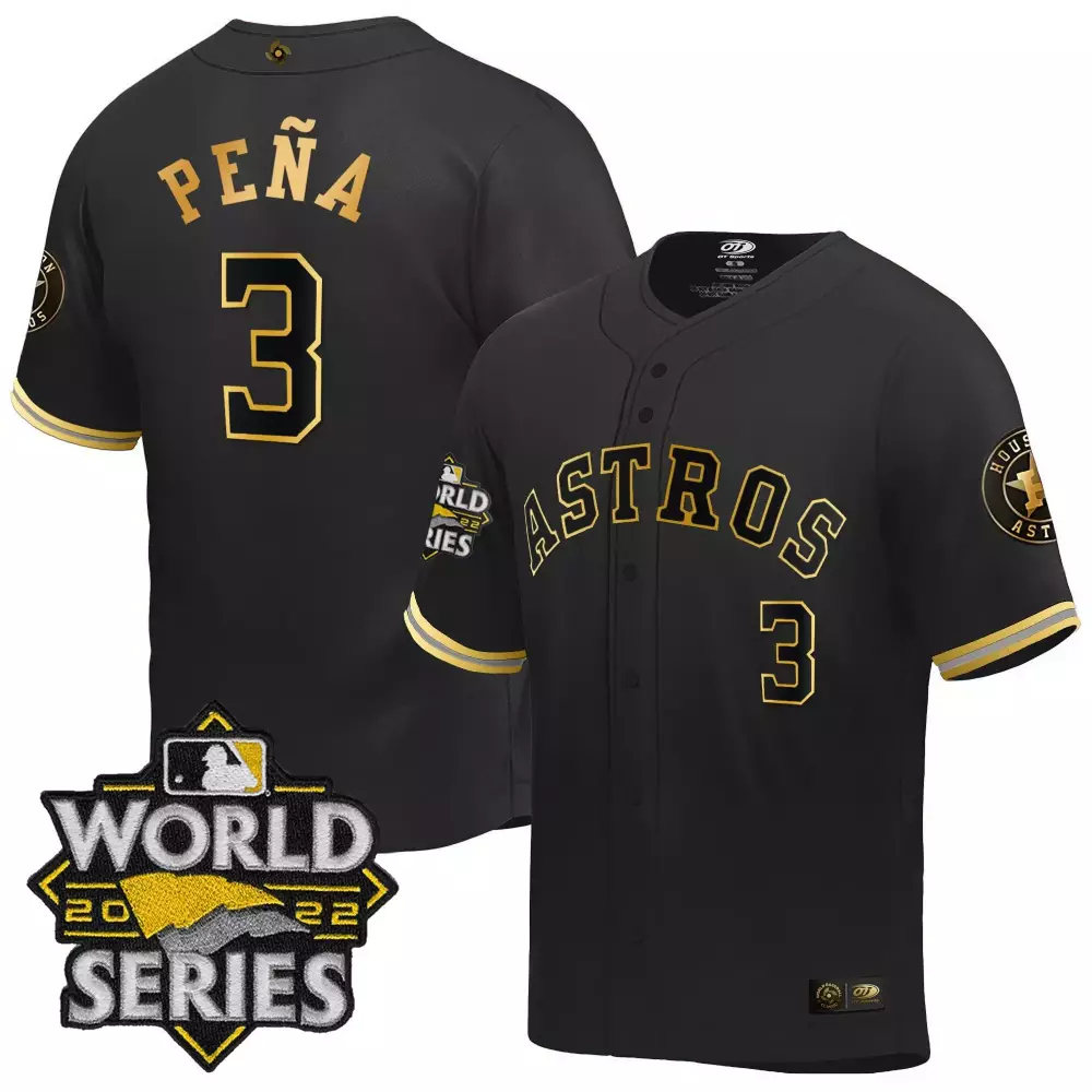 Jeremy Pena 3 Astros Jersey Black World Series 2022 Men Gold Yellow Grey Classic