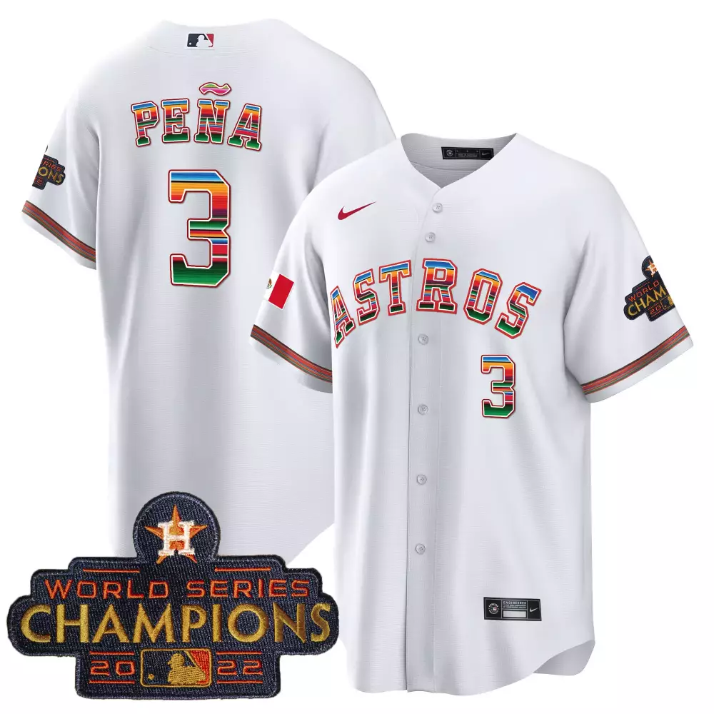 Jeremy Pea 3 Astros Jersey White World Series Champions 2022 Men Split Custom Design