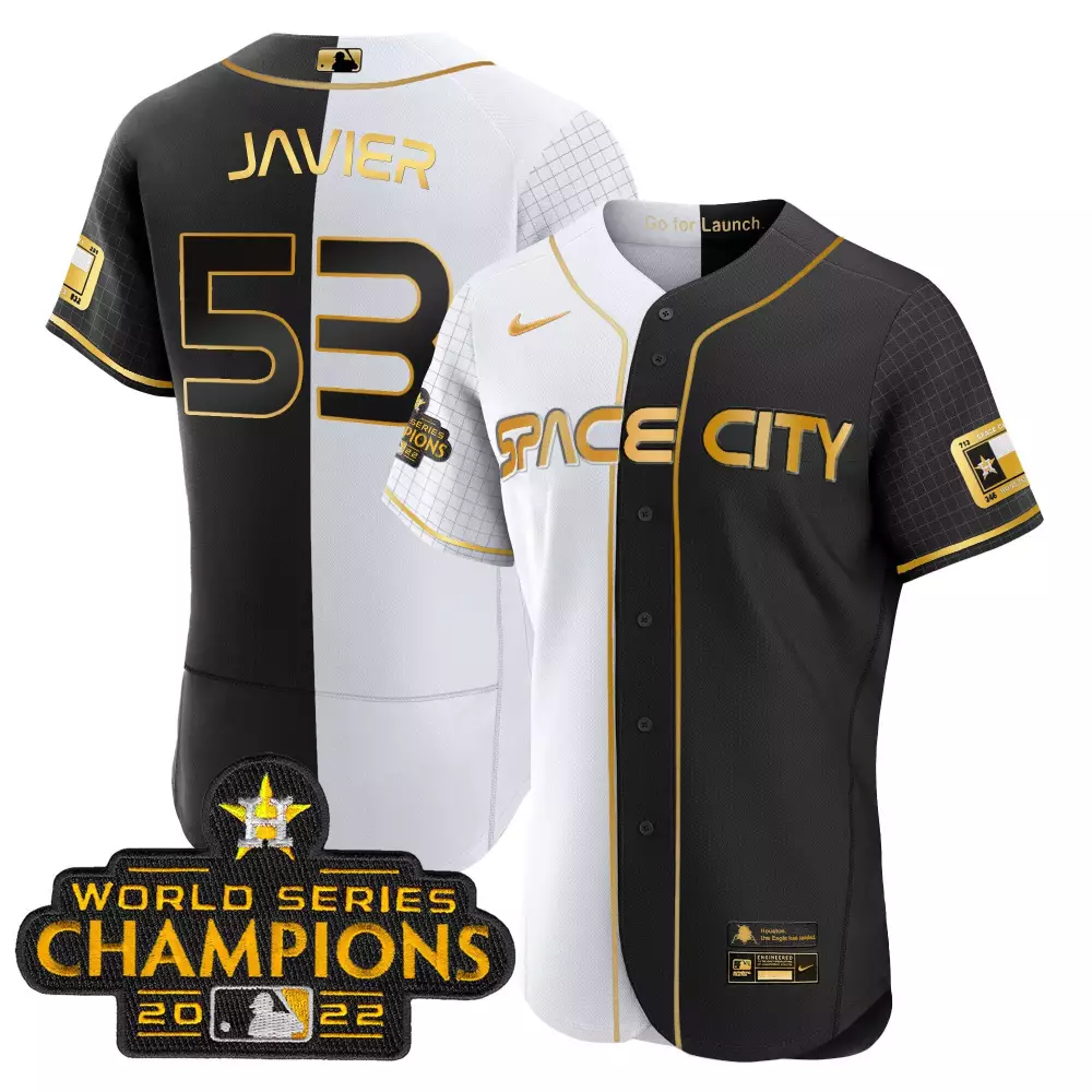 Javier Space 53 Houston Astros Jersey Black City Connect World Series Champions 2022