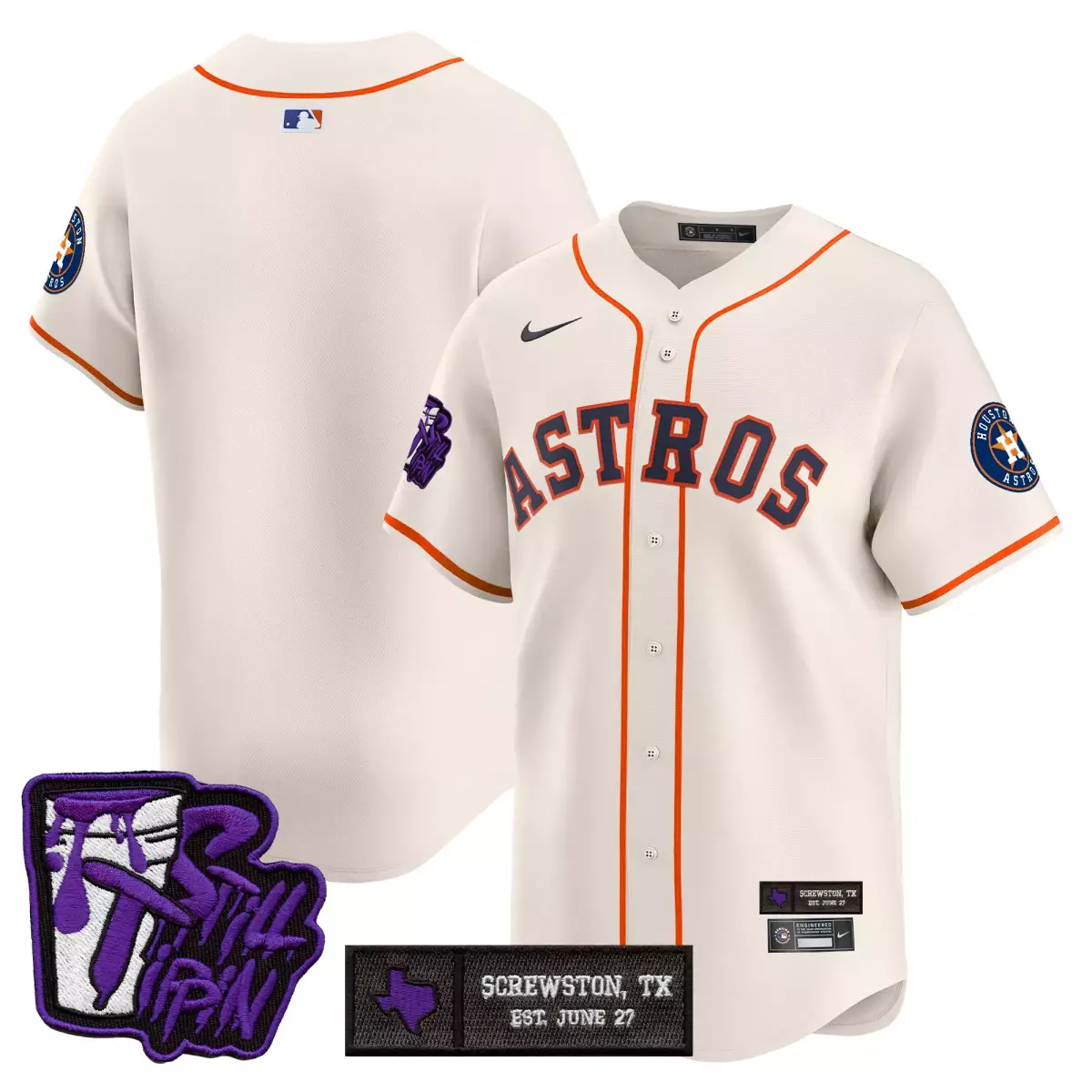 Alex 2 Astros Jersey Cream Still Trippin Screwston Tx Men Orange Navy Vapor Premier