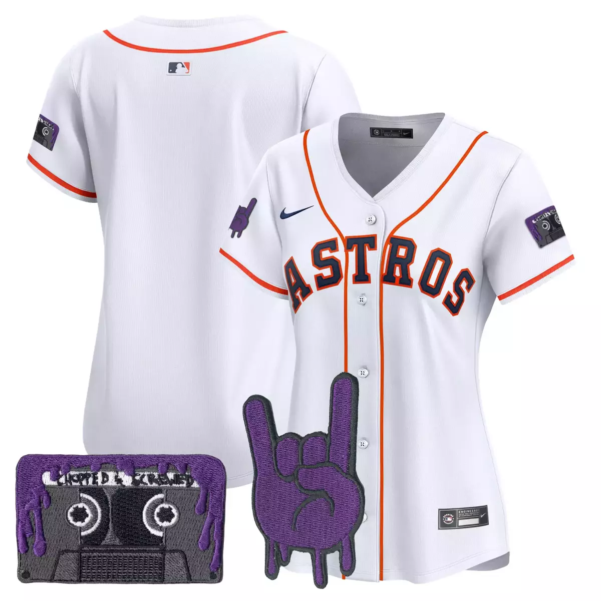 Dj Screw Houston Astros Jersey White X 'houston, We Have A Problem' Purple Cassette Tape Rock Hand