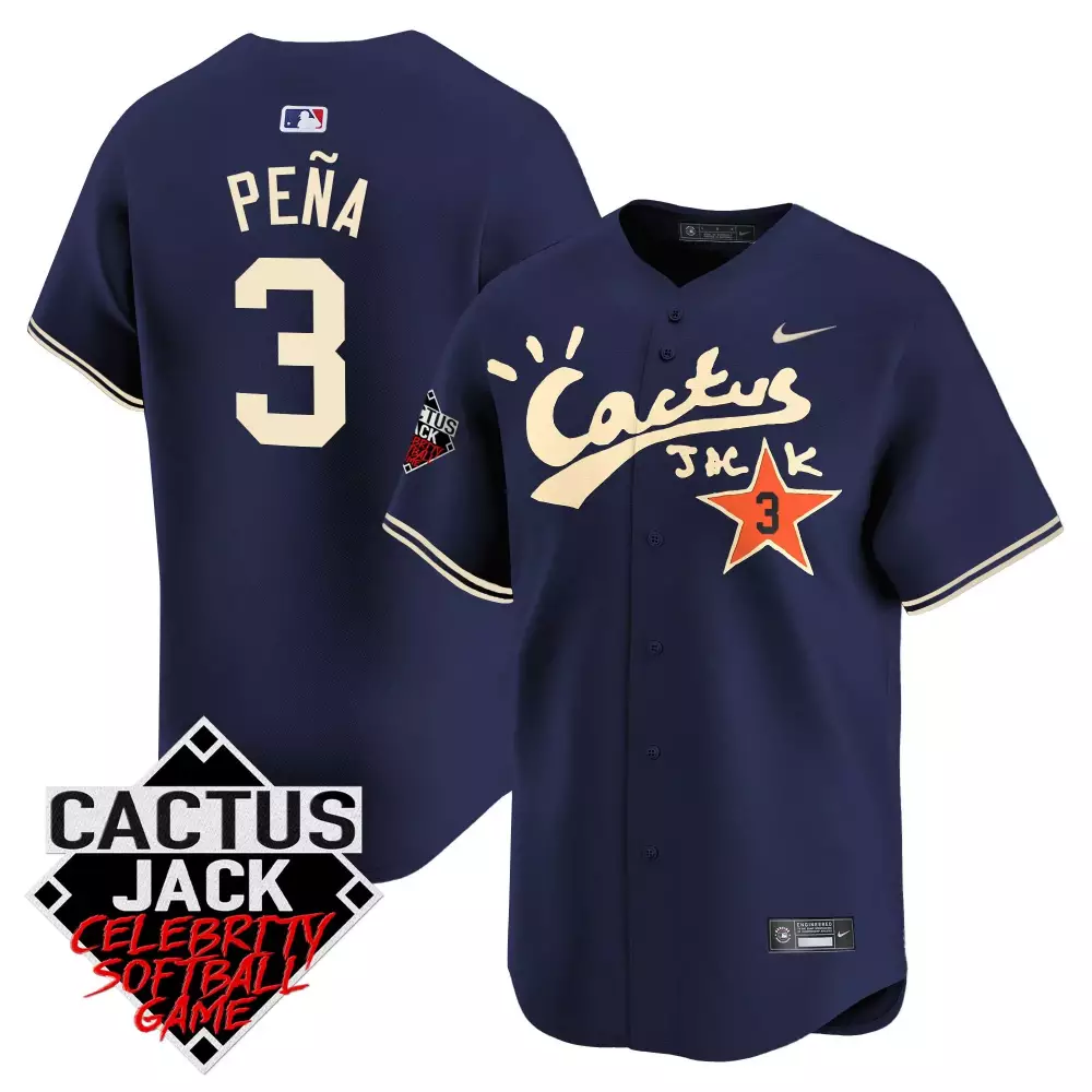Jeremy Pena 3 Houston Astros Jersey Navy Cactus Jack Celebrity Softball Game 2023