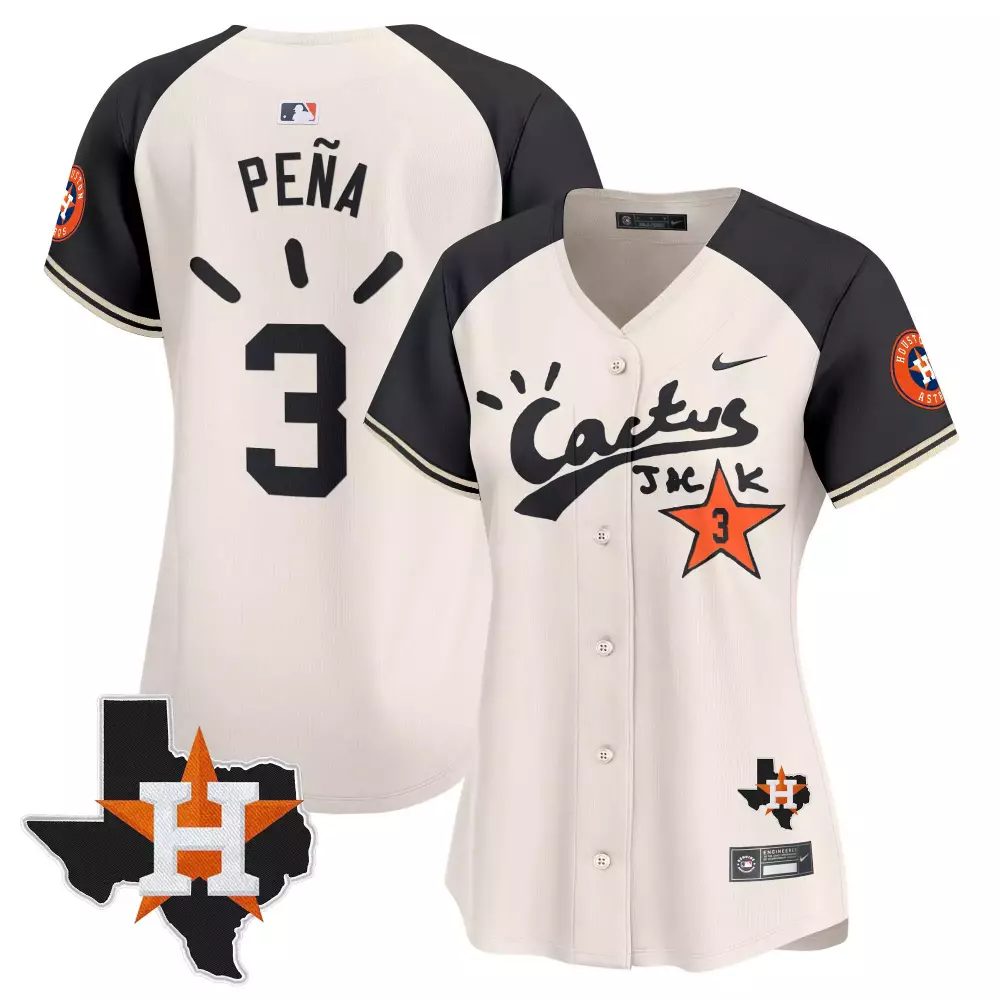 Jeremy Pena 3 Houston Astros Jersey Cream Cactus Jack Texas Map Men Alternate Black