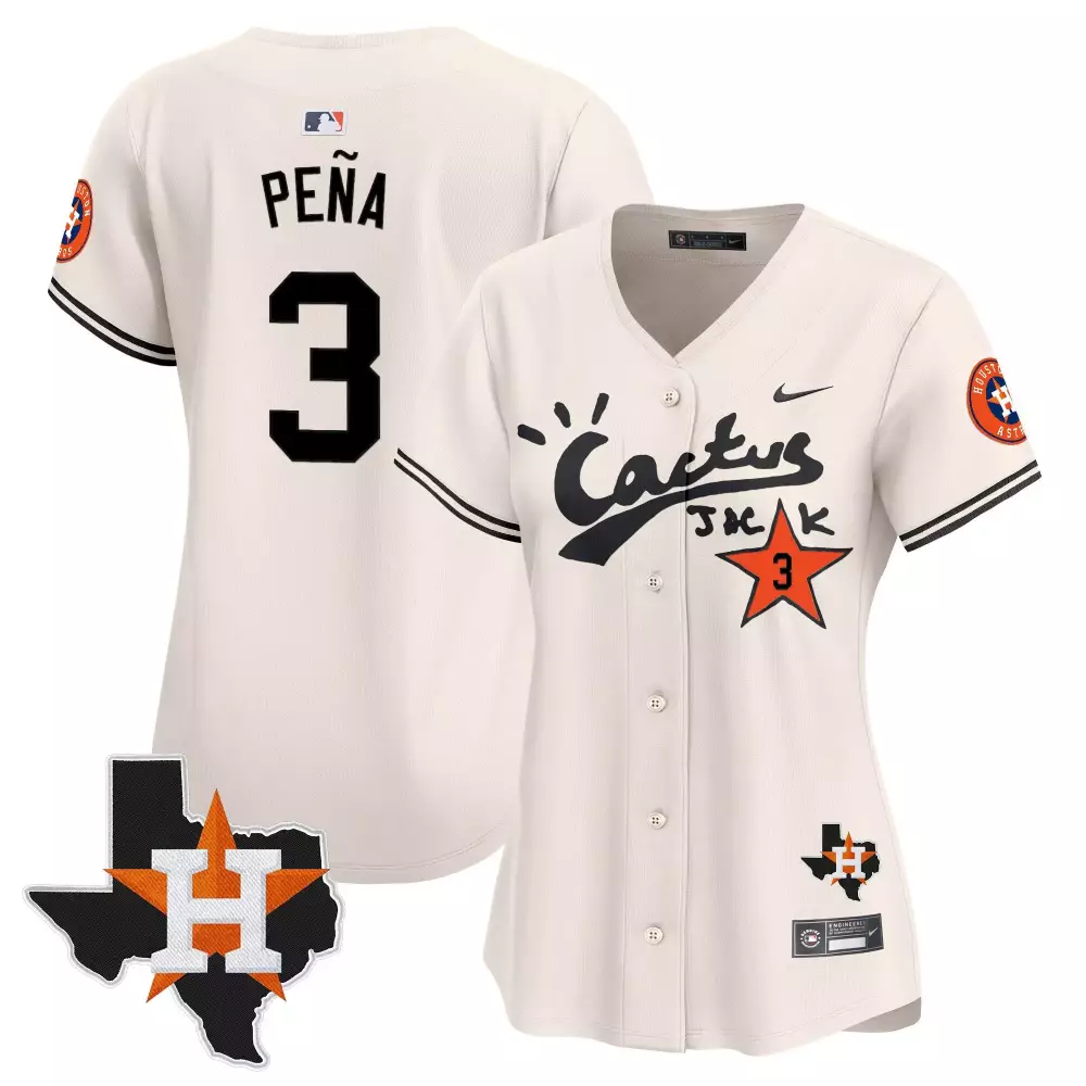 Jeremy Pena 3 Houston Astros Jersey Cream Cactus Jack Texas Men Alternate Orange