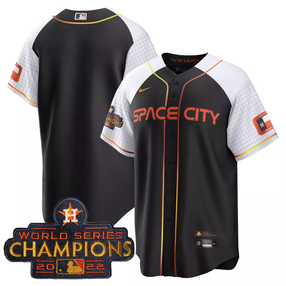 Space City Houston Astros Jersey Black World Series Champions 2022 Men Split Design