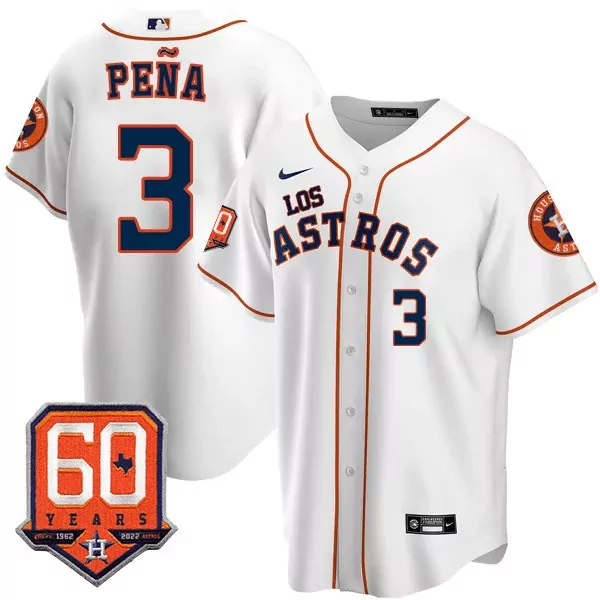 Jeremy Pea 3 Houston Astros Jersey White 60th Anniversary 60 Years 1962-2022 Men
