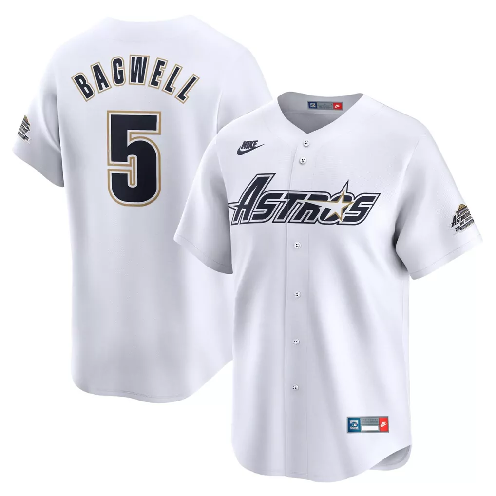 Jeff Bagwell 5 Astros Jersey White 2022 World Series Houston Authentics Men Navy