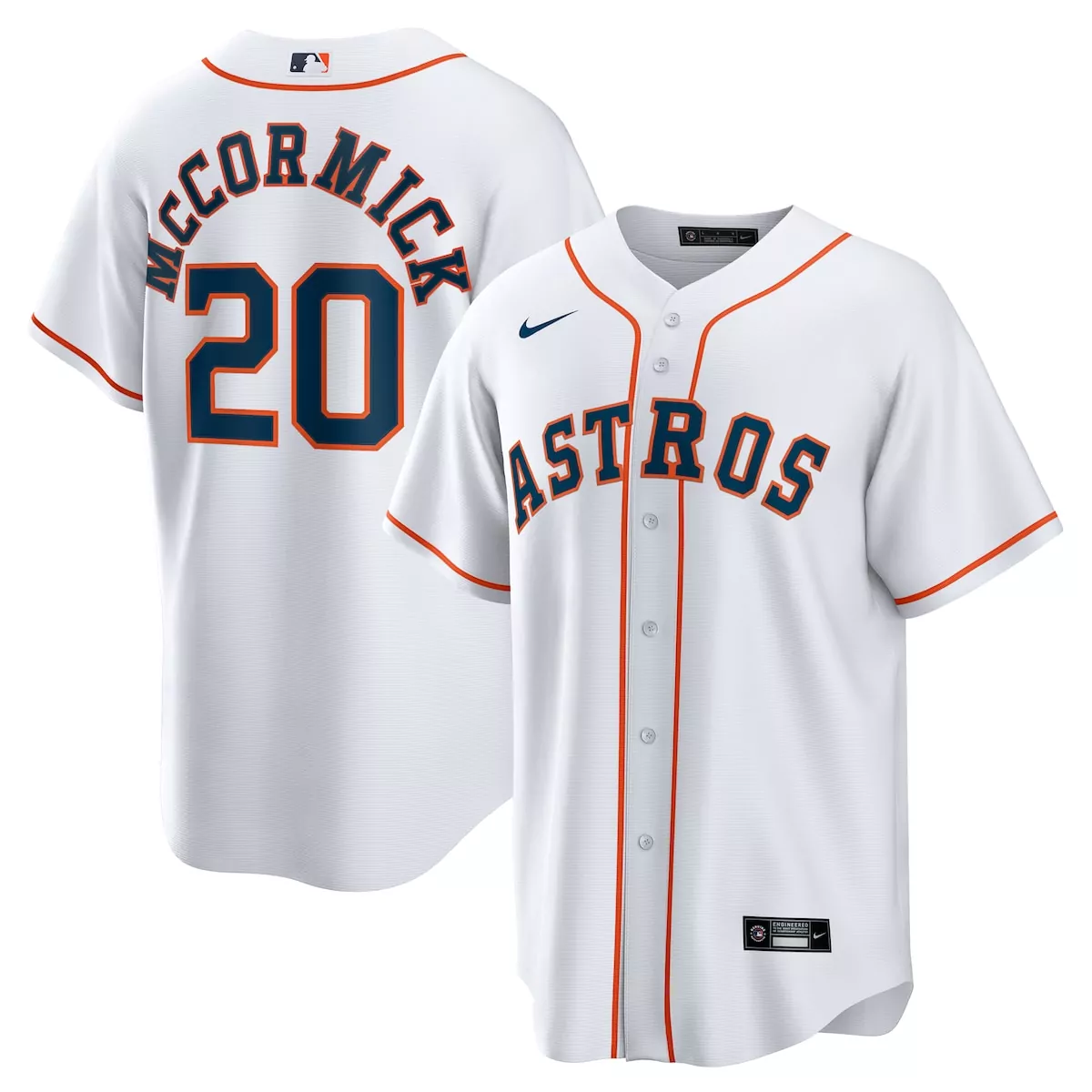 Chas Mccormick 20 Astros Jersey White Men Orange Navy Home