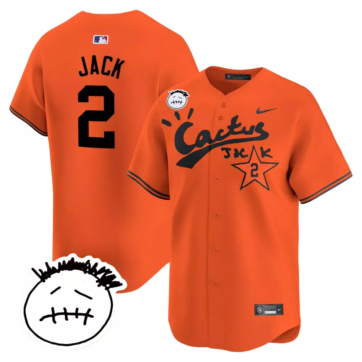 Jack Cactus 2 Jersey Orange Travis Scott Men Black Vapor Premier Limited v4 Stitched