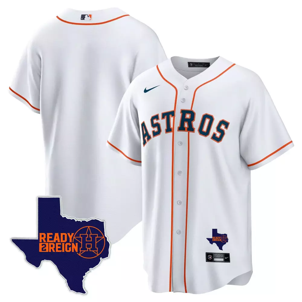 Ready Houston Astros Jersey White 2 Reign Men Orange Navy Home Cool Base All Stitched