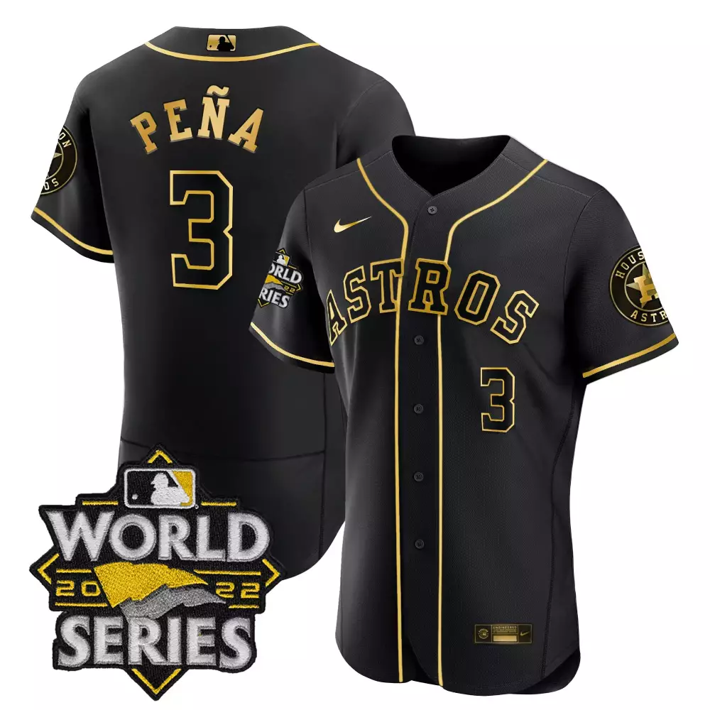 Jeremy Pena 3 Astros Jersey Black World Series 2022 Men Gold Flex Limited All Stitched