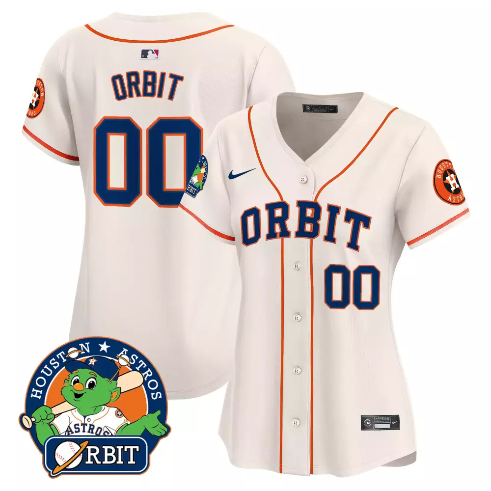 Orbit Houston Astros Jersey White Orange Blue Stitched