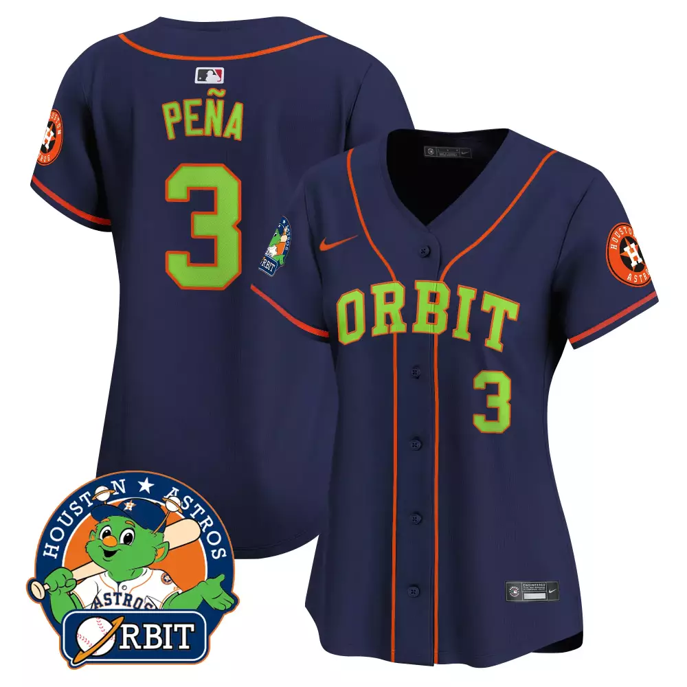Jeremy Pena 3 Houston Astros Jersey Navy Men Orange Vapor Premier Limited All Stitched