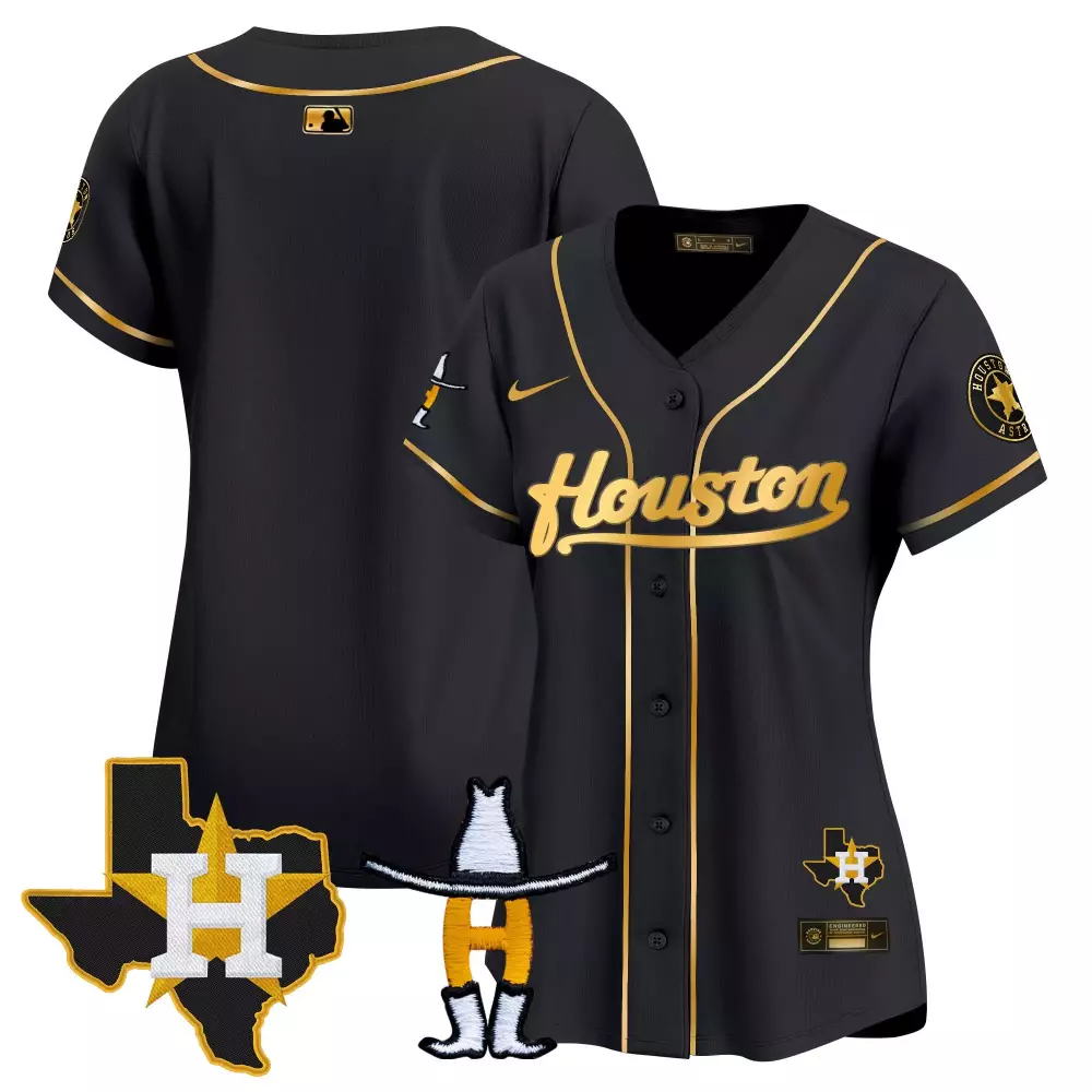 Altuve 27 Houston Astros Jersey Black City Connect Texas Map 2023 Men Gold Vapor