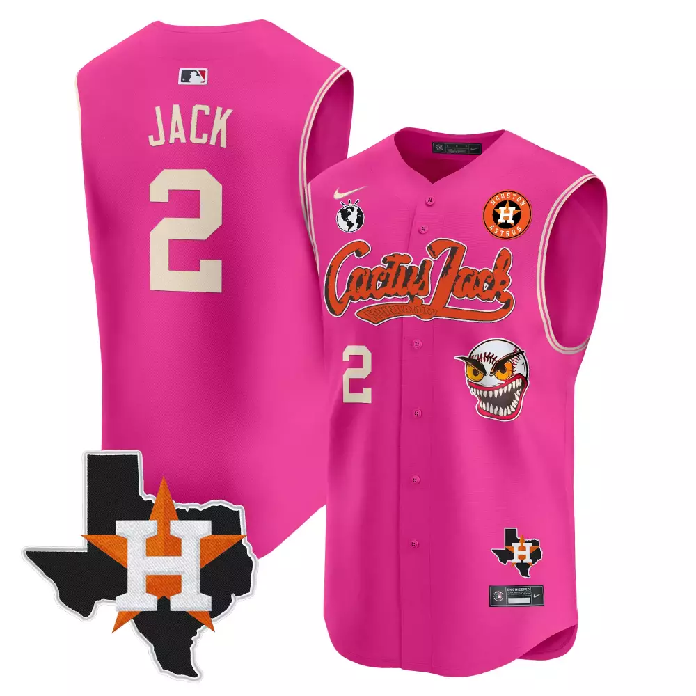 Jack Cactus 2 Houston Astros Jersey Pink Team Custom Monster Baseball Men White Orange