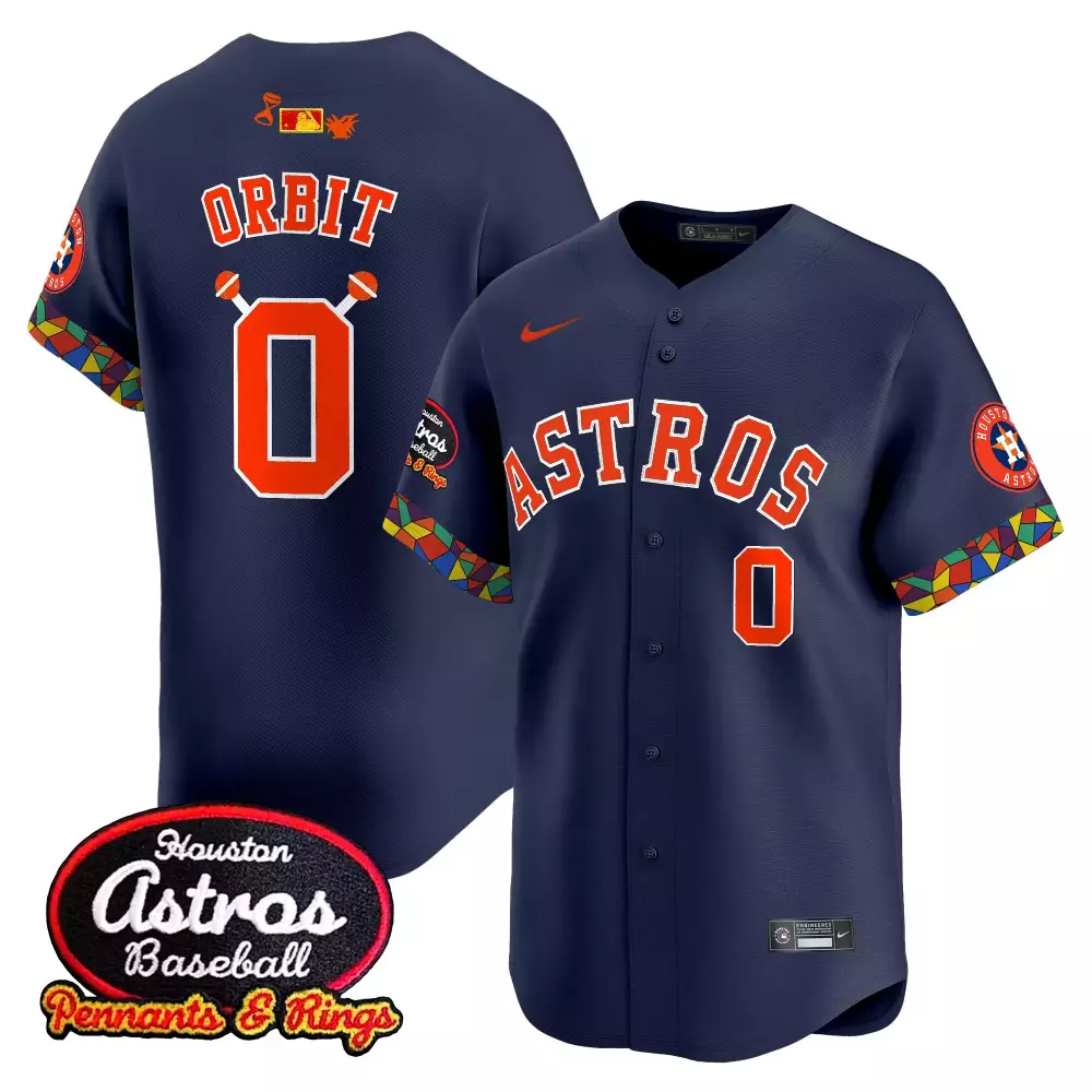 Orbit Houston Astros Jersey Navy Blue Men Orange White Stitched Vapor Embroidered