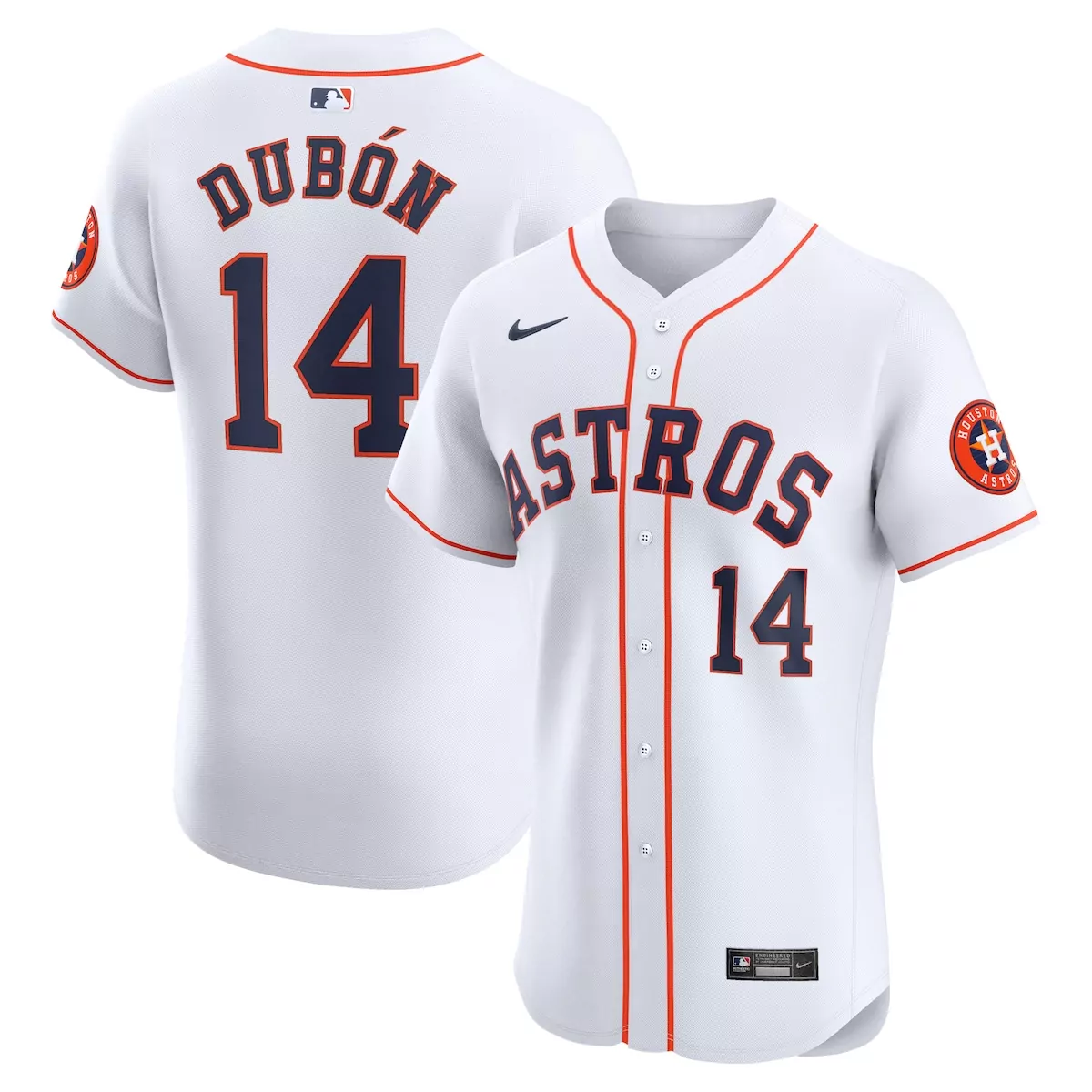 Mauricio Dubon 14 Astros Jersey White Men Navy Orange Home Elite