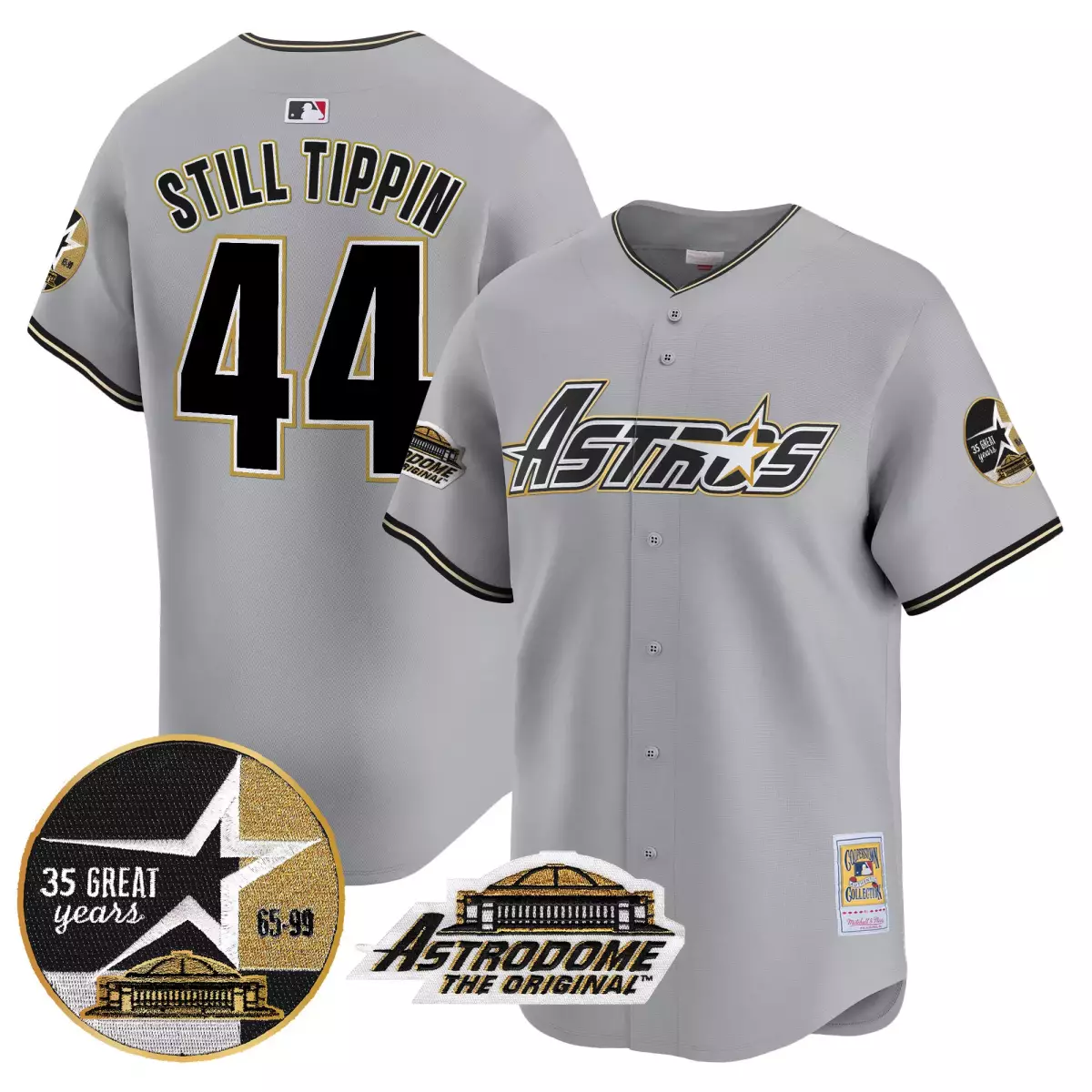 Still Tippin 44 Astros Jersey Gray Astrodome 35 Great Years 65-99 Original Men Black