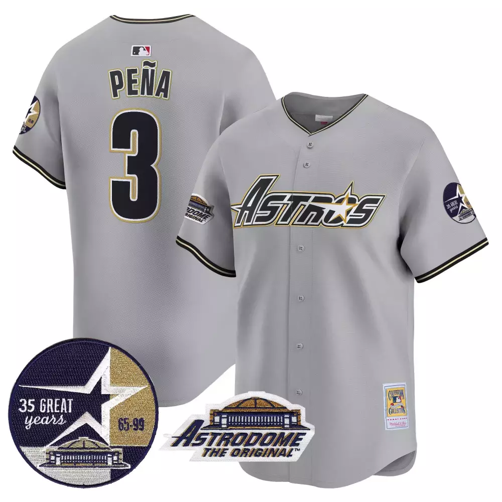 Jeremy Pena 3 Astros Jersey Gray Astrodome 35 Great Years 65-99 Original Men Black