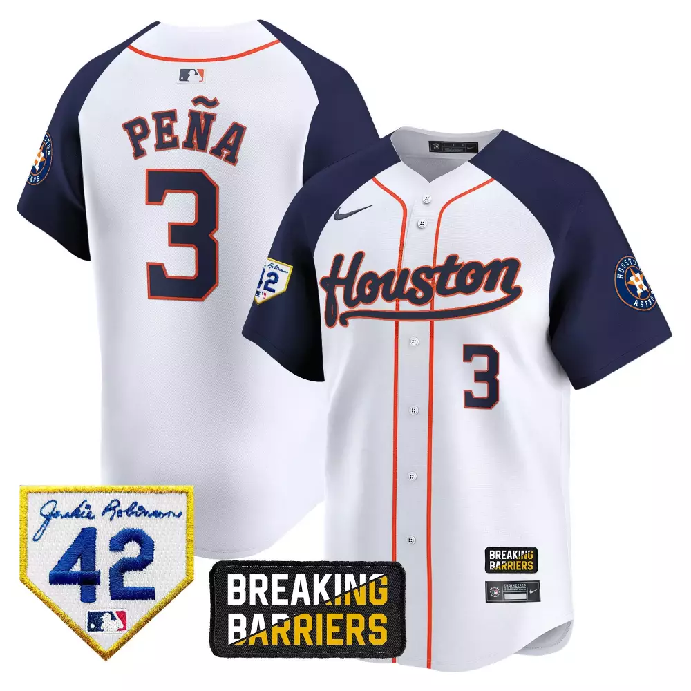 Jeremy Pena 3 Houston Astros Jersey White Jackie Robinson Day 42 Breaking Barriers 2024