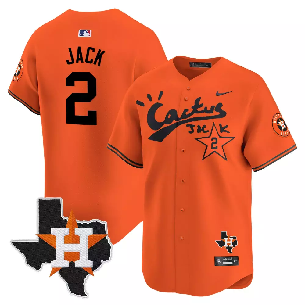 Jack Cactus 2 Houston Astros Jersey Orange Men Black White All Stitched Vapor