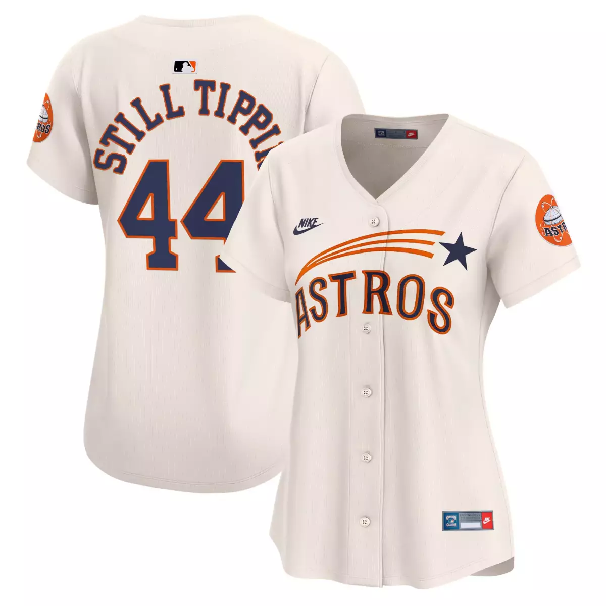 Still Tippin 44 Astros Jersey White Orange Navy Throwback Cooperstown Vapor Premier
