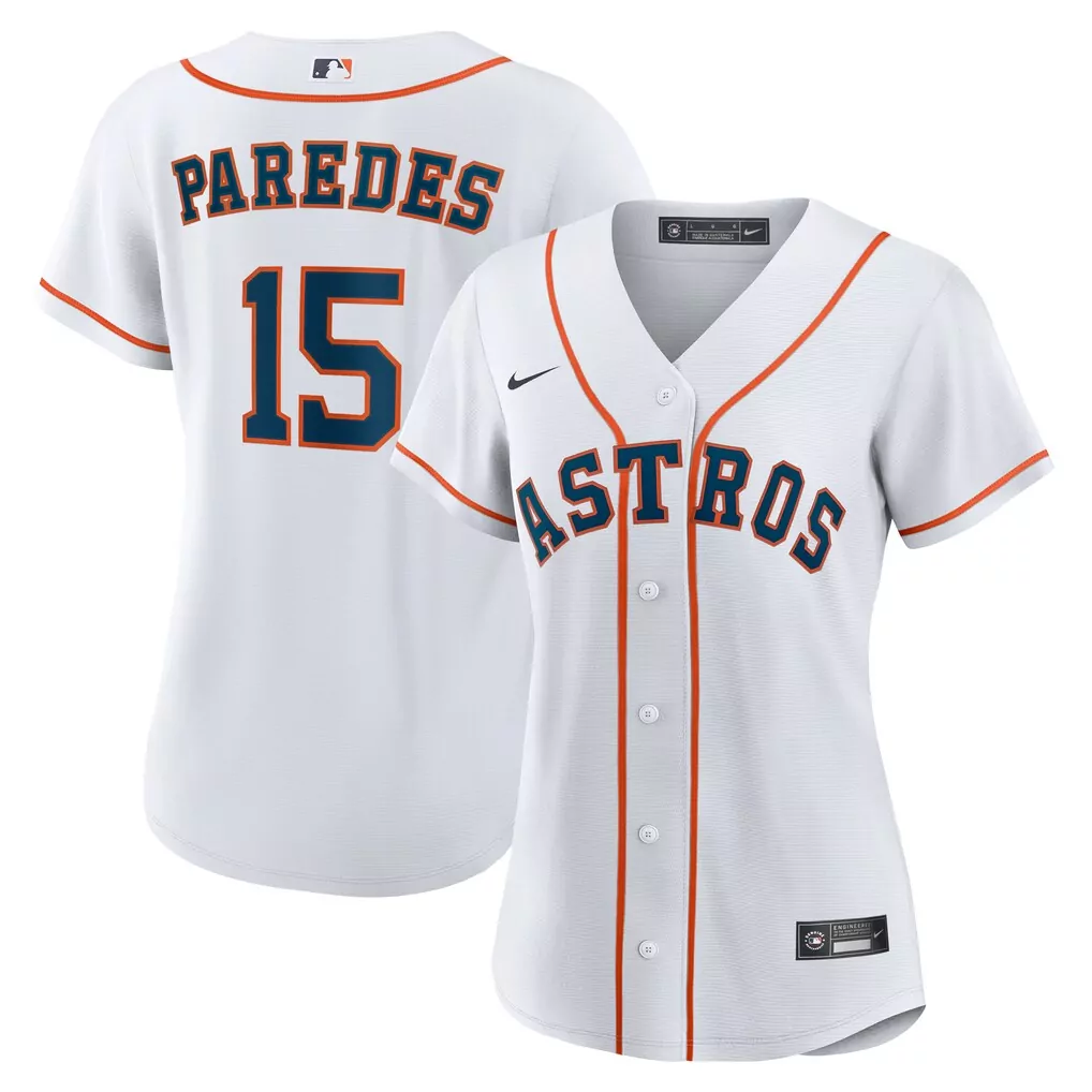 Isaac Paredes 15 Astros Jersey White Men Orange Navy Home Replica