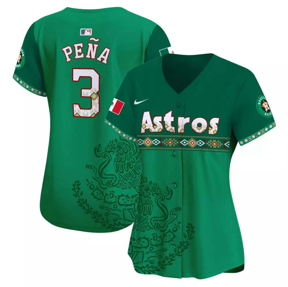 Jeremy Pena 3 Astros Jersey Green Cinco De Mayo Mexico Flag Men Custom Design White