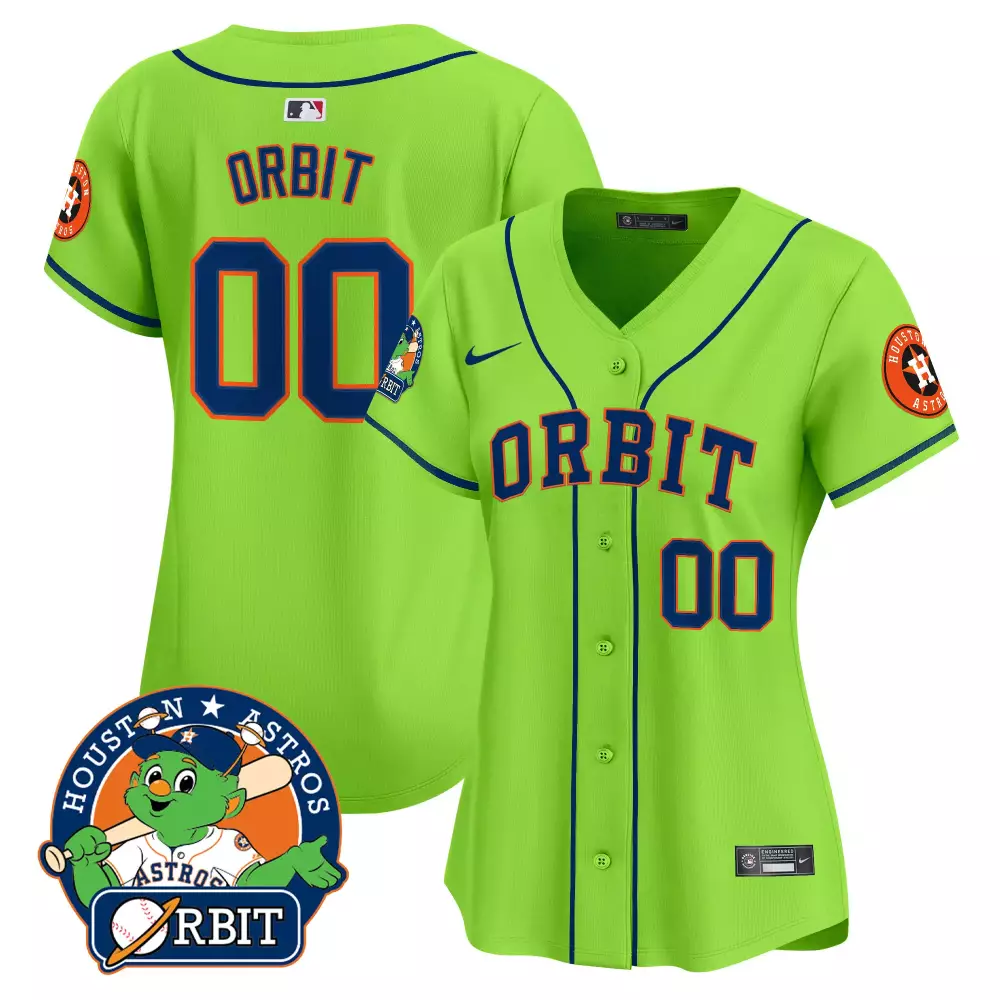 Orbit Houston Astros Jersey Lime Green Team Women Navy Blue All Stitched