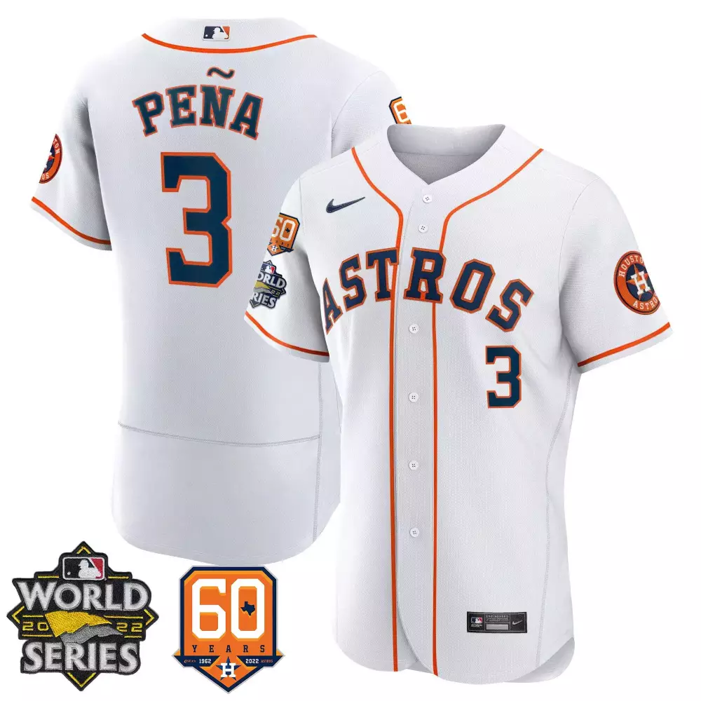 Jeremy Pea 3 Astros Jersey White World Series 2022 60 Years 1962-2022 Men Orange