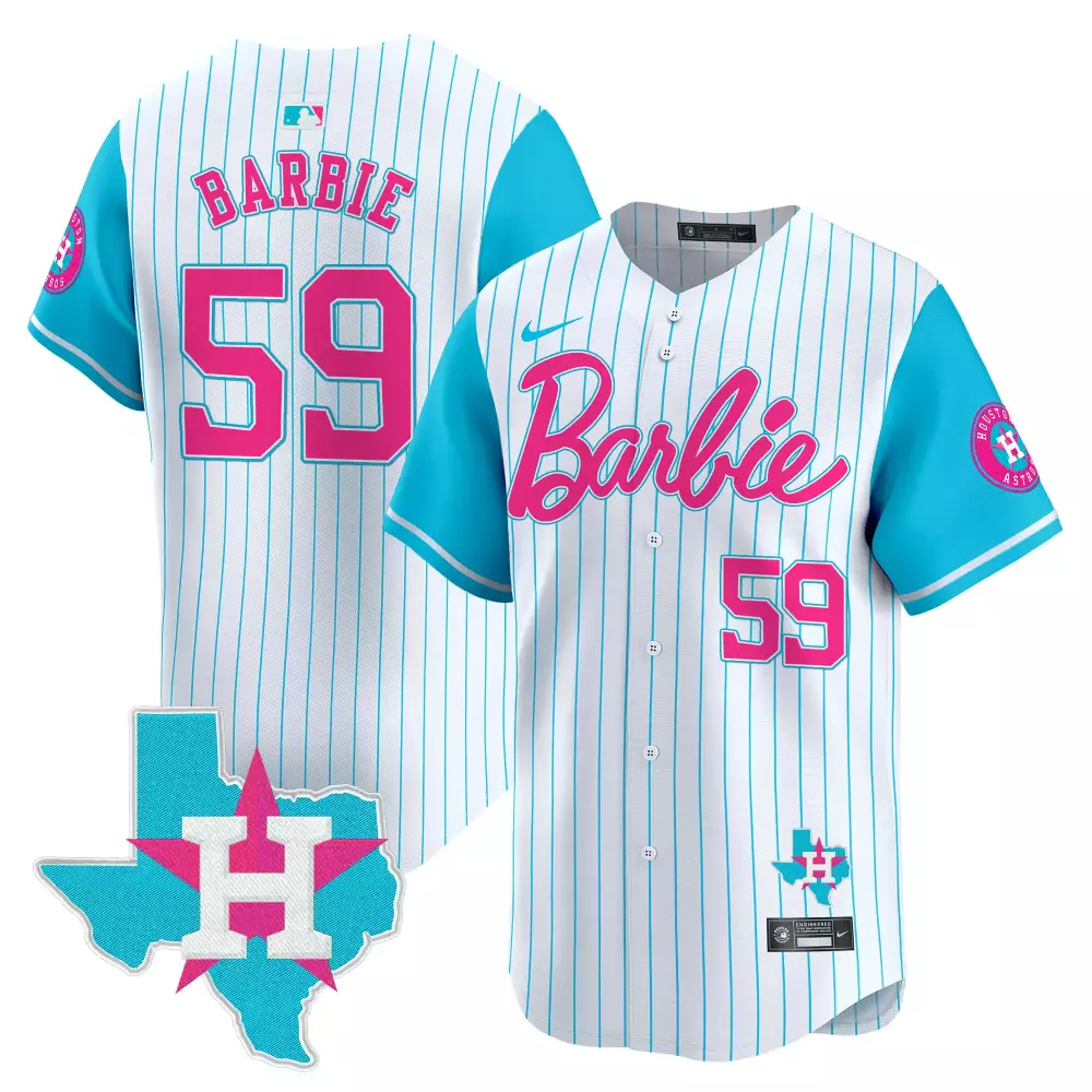 Bergman Barbie 59 Houston Astros Jersey White Texas 2024 Women Alternate Hot Pink