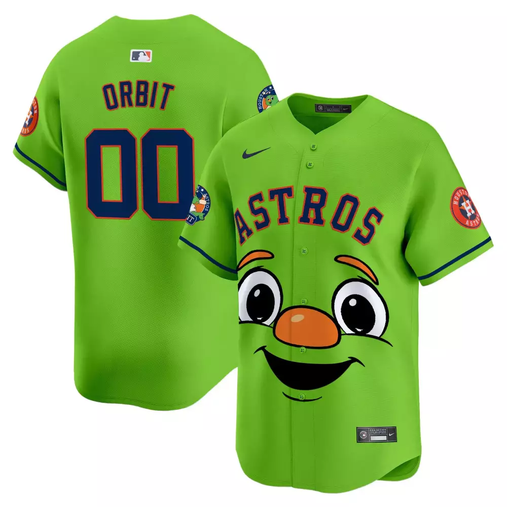 Orbit Astros Jersey Green Mascot Houston 2023 Custom Design Blue Orange Vapor Premier