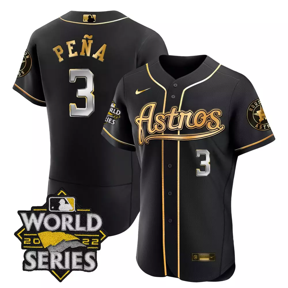 Jeremy Pea 3 Astros Jersey Black World Series 2022 Men Gold Silver All Stitched Vapor