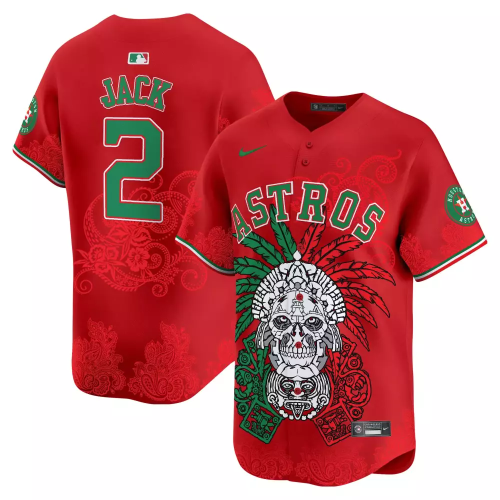 Tucker Aztec 2 Astros Jersey Red Day Of The Dead Houston City Connect Men Custom Design