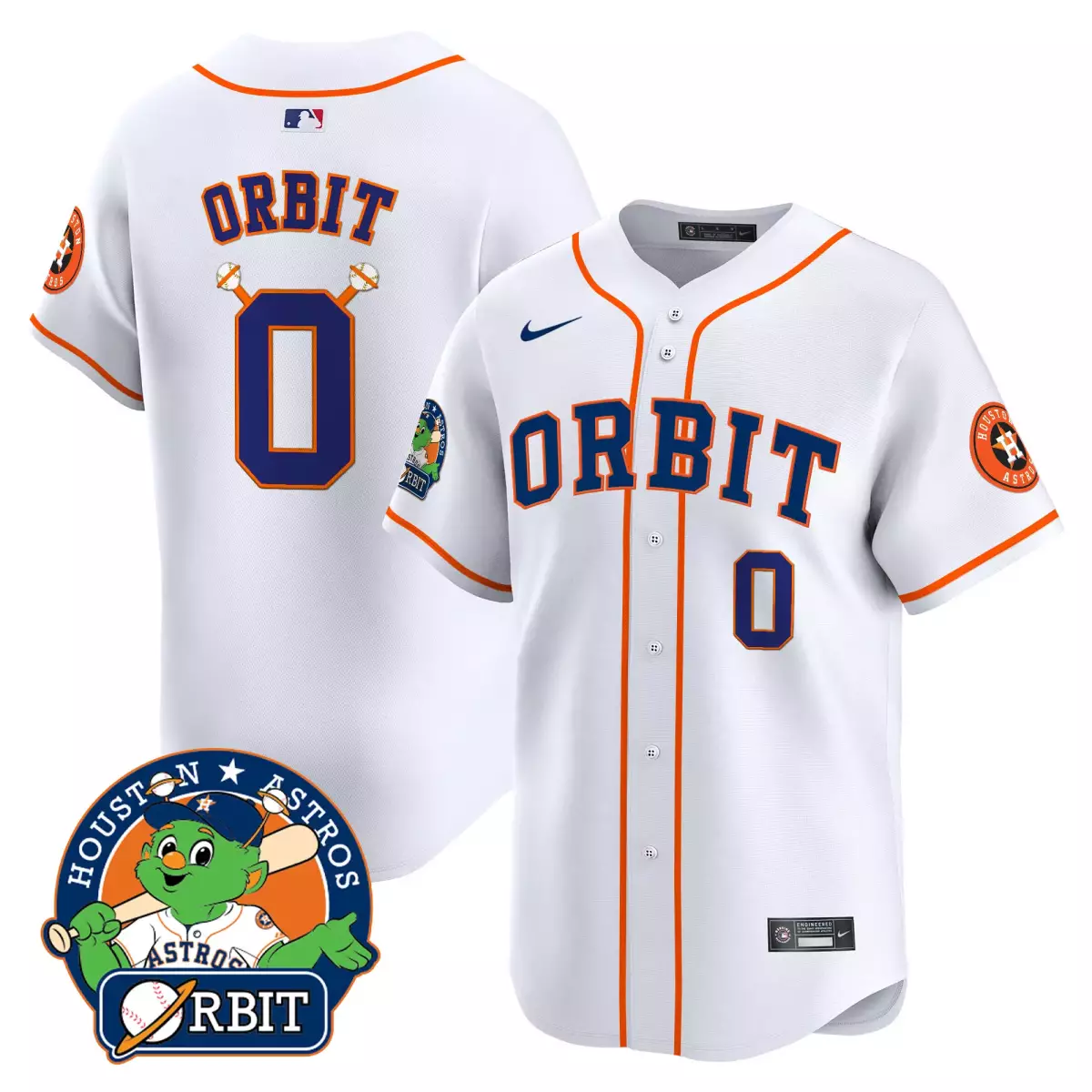 Orbit Houston Astros Jersey White Mascot Orange Navy Blue Vapor Premier Limited All