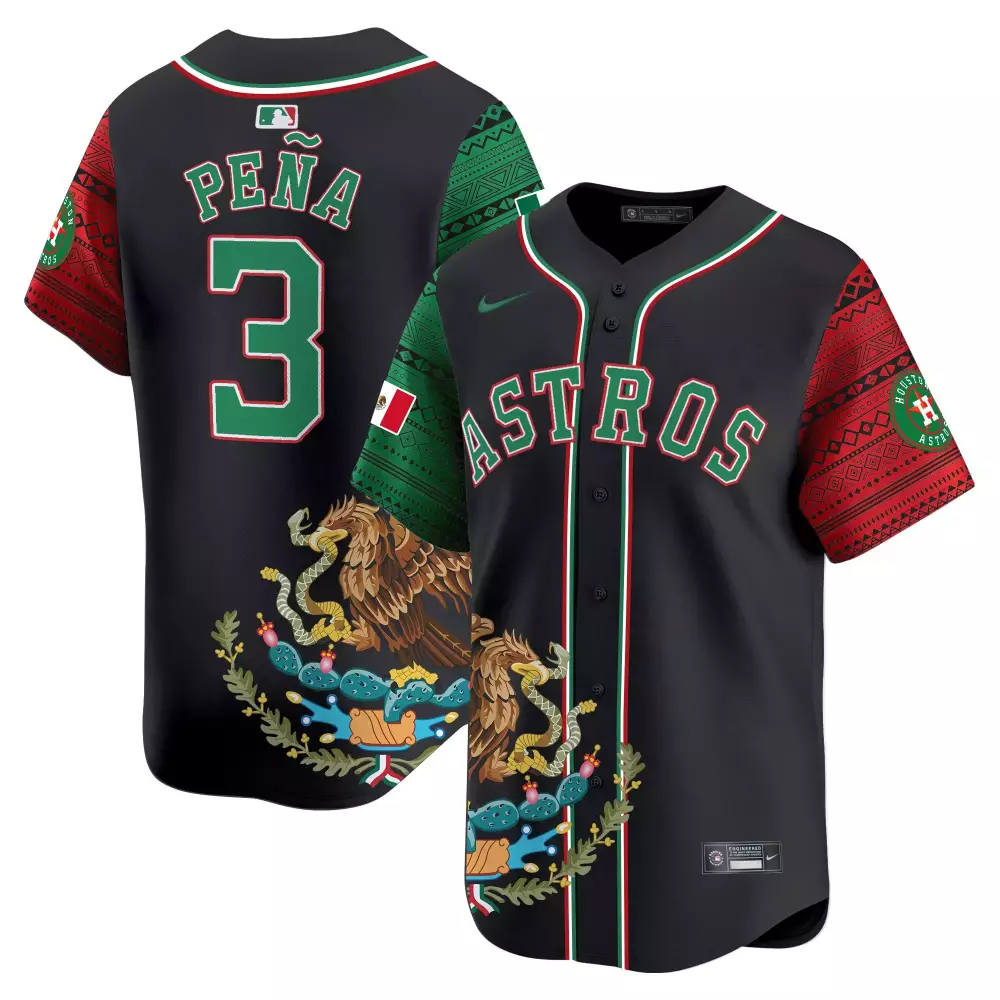 Jeremy Pena 3 Astros Jersey Black Mexico City Series Flag Houston Men Split Custom Design