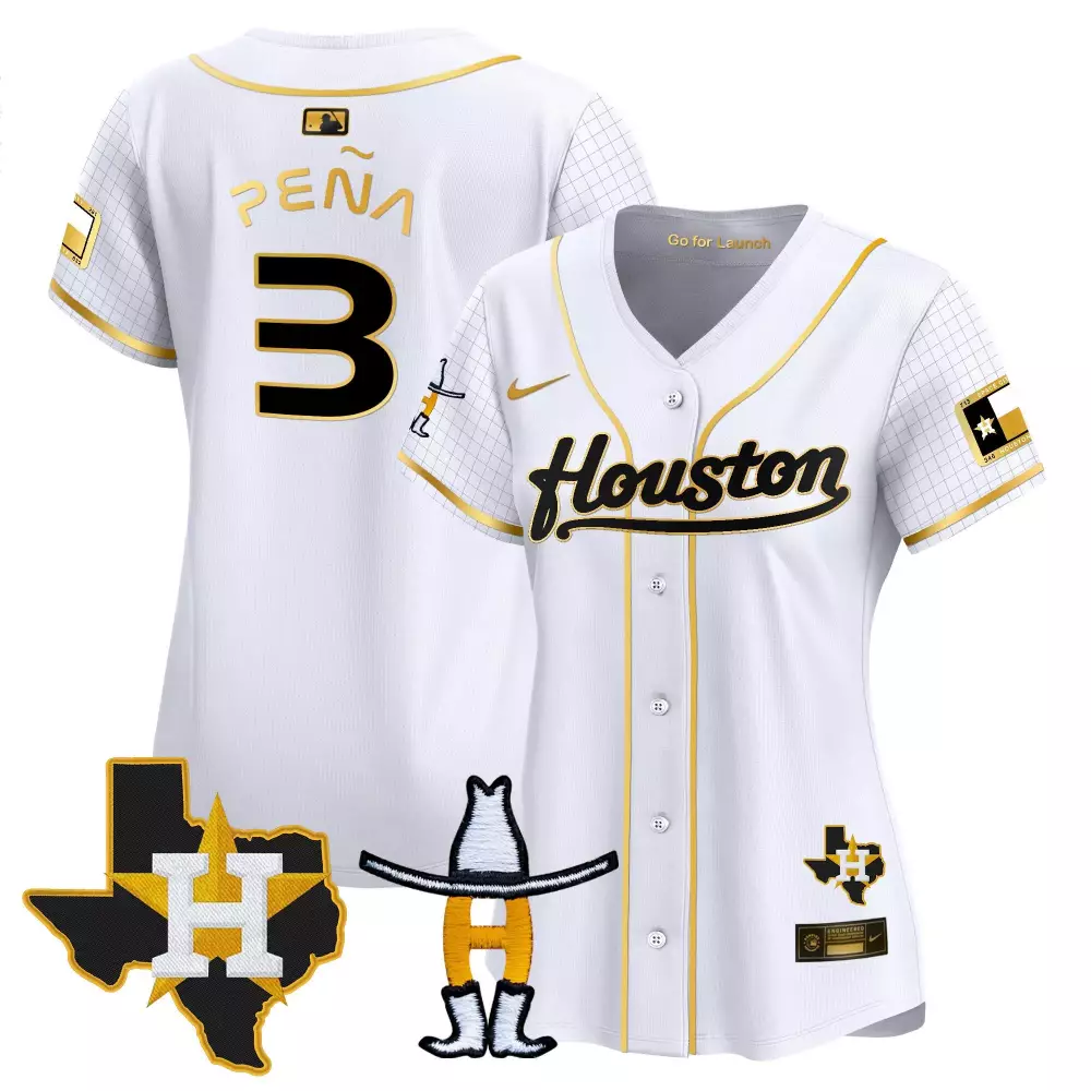 Jeremy Pena 3 Houston Astros Jersey White City Connect Texas Star Men Gold Black
