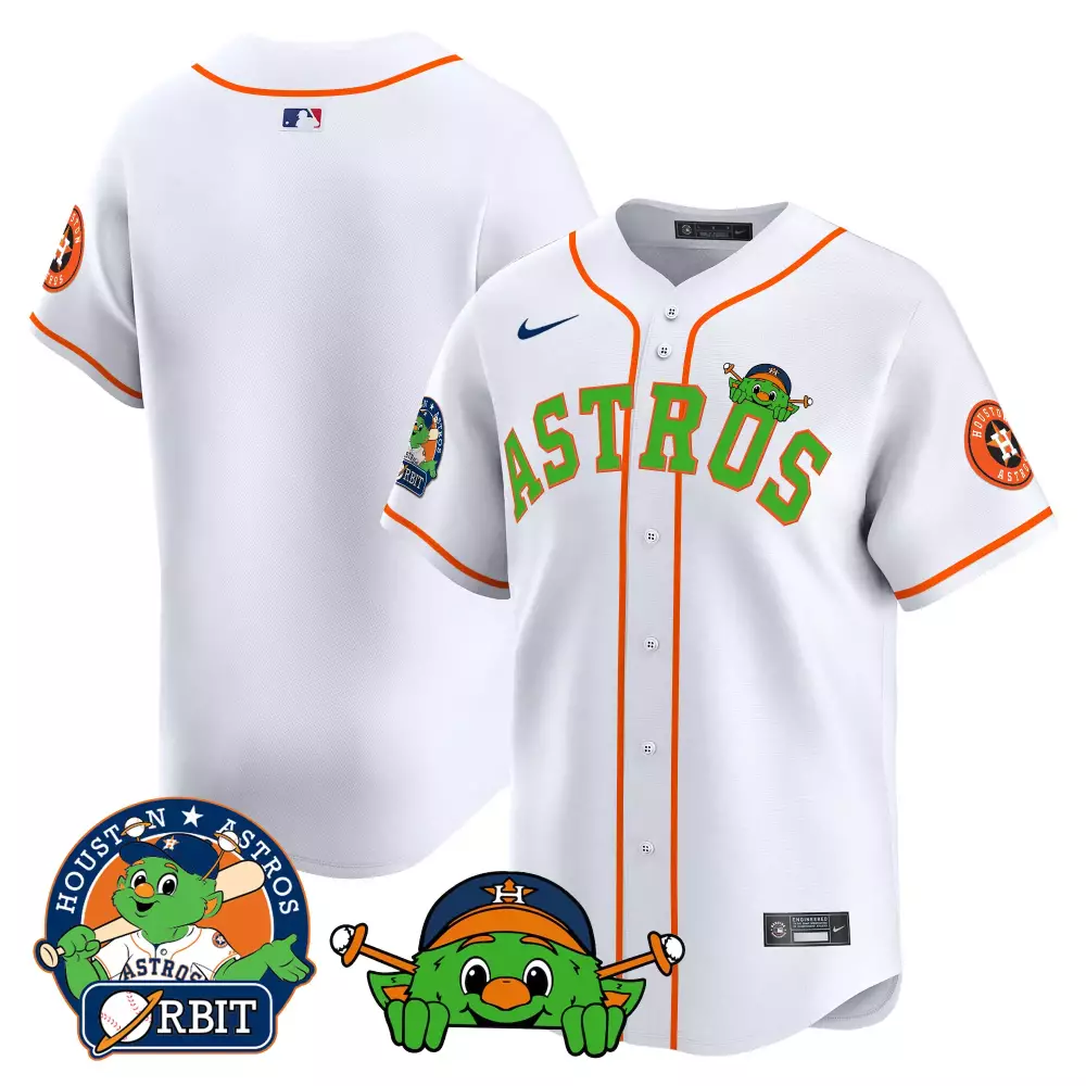 Orbit Houston Astros Jersey White Mascot Men Orange Green All Stitched Vapor